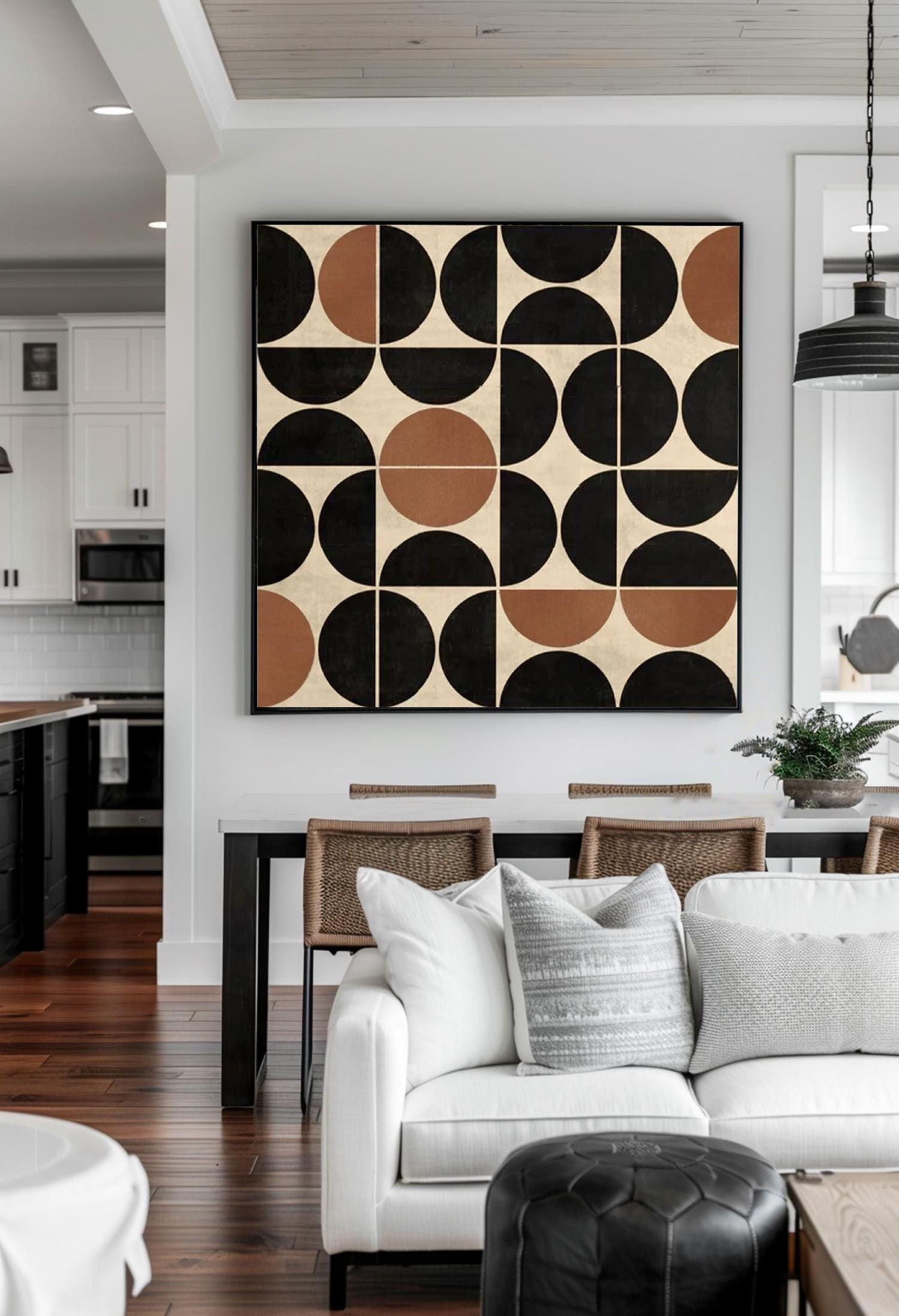 Large Geometric Abstract Artwork with Medieval-Style Wall Decoration Elements #MM197