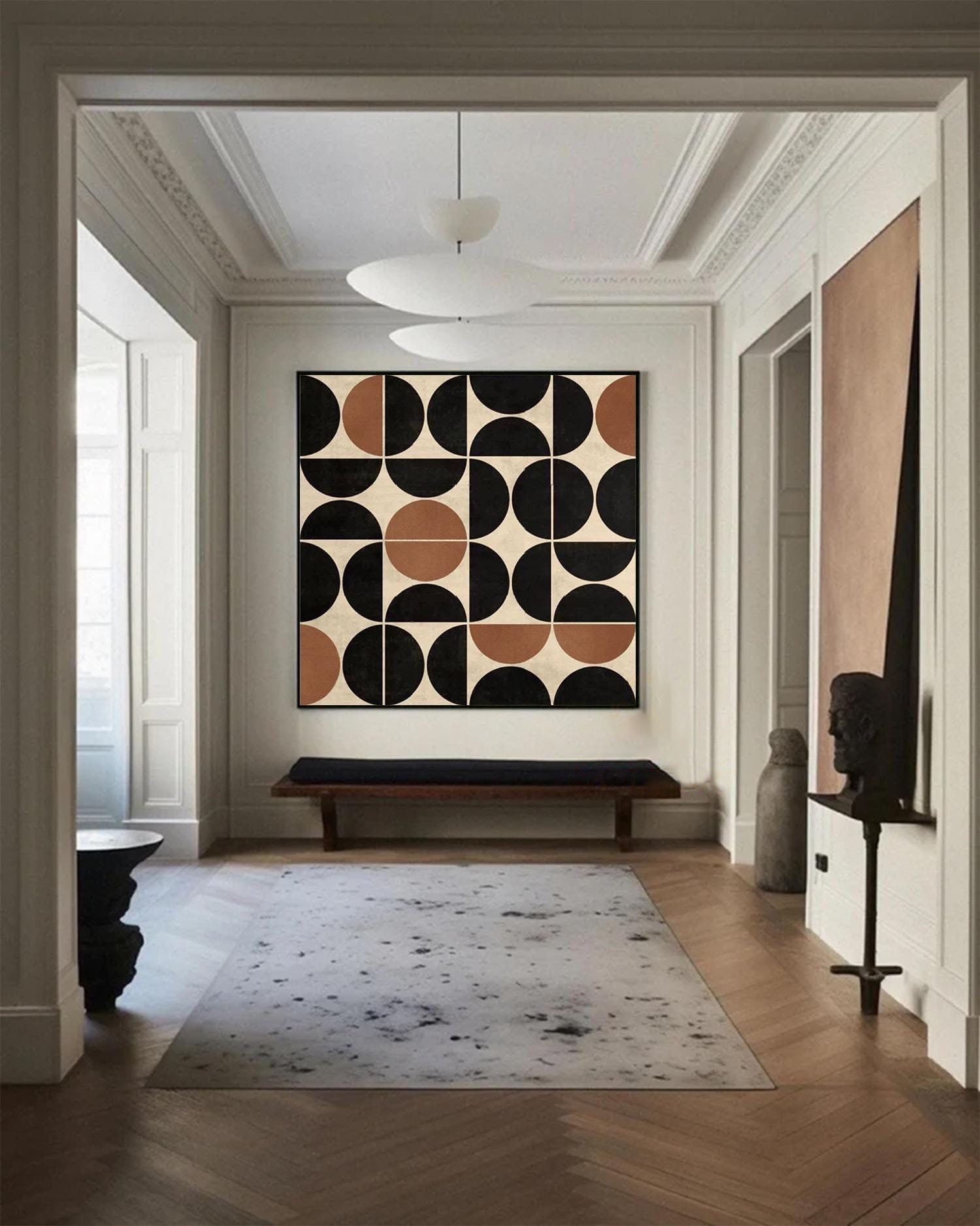 Large Geometric Abstract Artwork with Medieval-Style Wall Decoration Elements #MM197