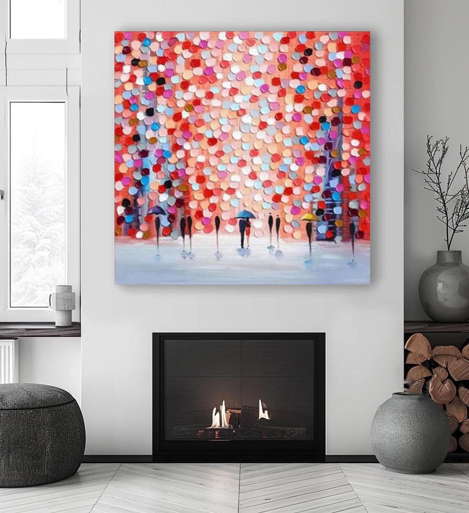 Modern Vibrant Abstract Oil Painting with Colorful Design on Canvas #MM196