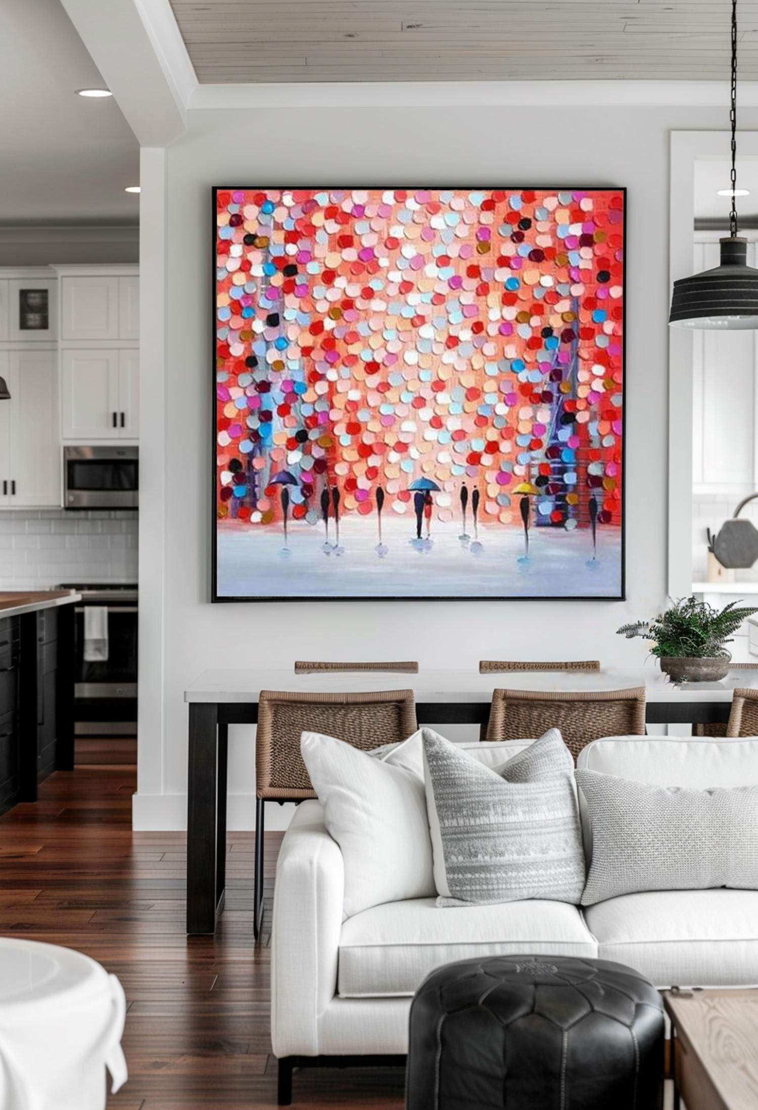 Modern Vibrant Abstract Oil Painting with Colorful Design on Canvas #MM196