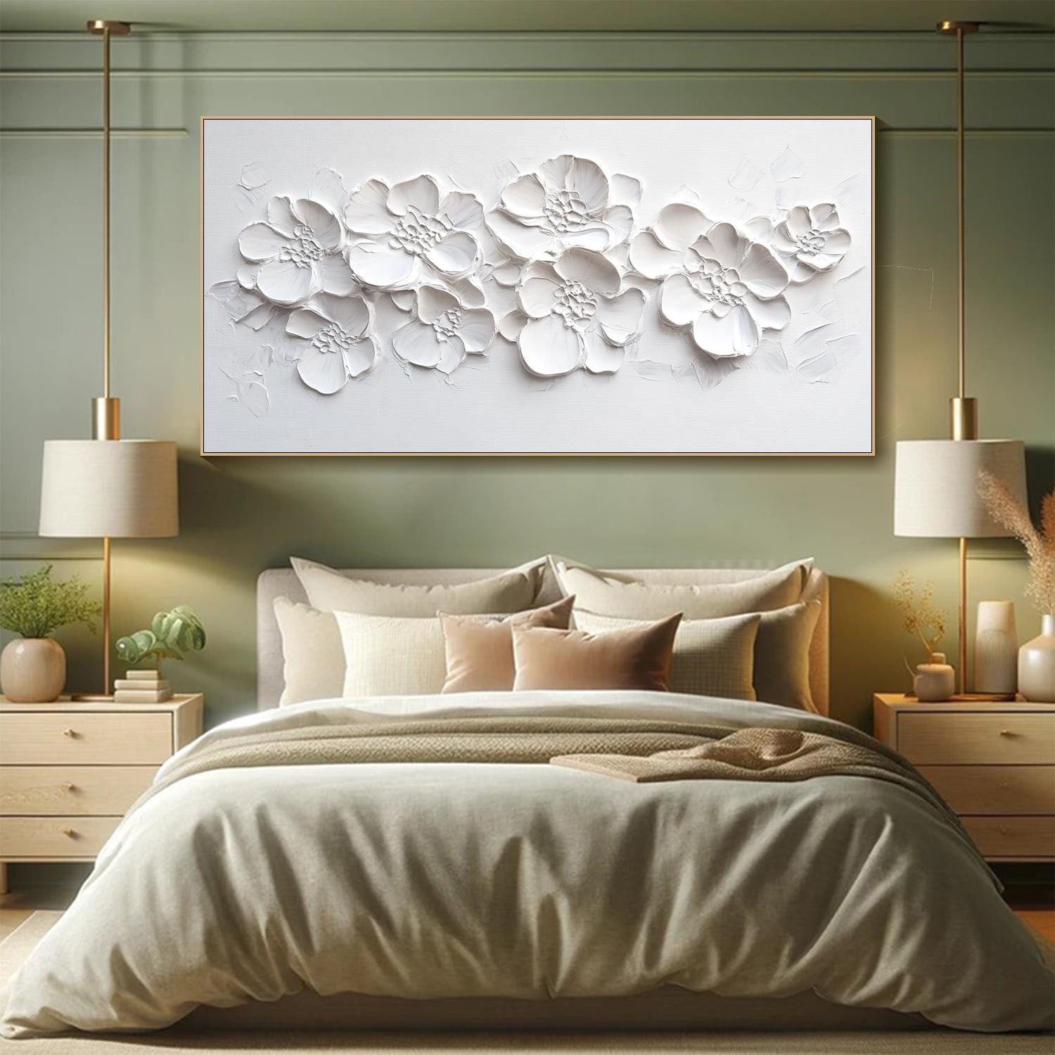 3D White Layered Flower Textured Abstract Wall Art #MM293