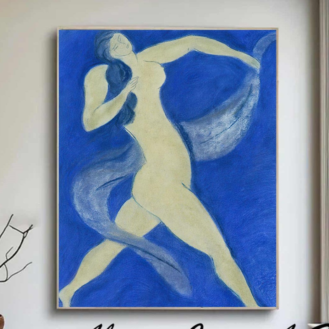 Dynamic Figure in Blue, Contemporary Figurative Wall Art #HF024