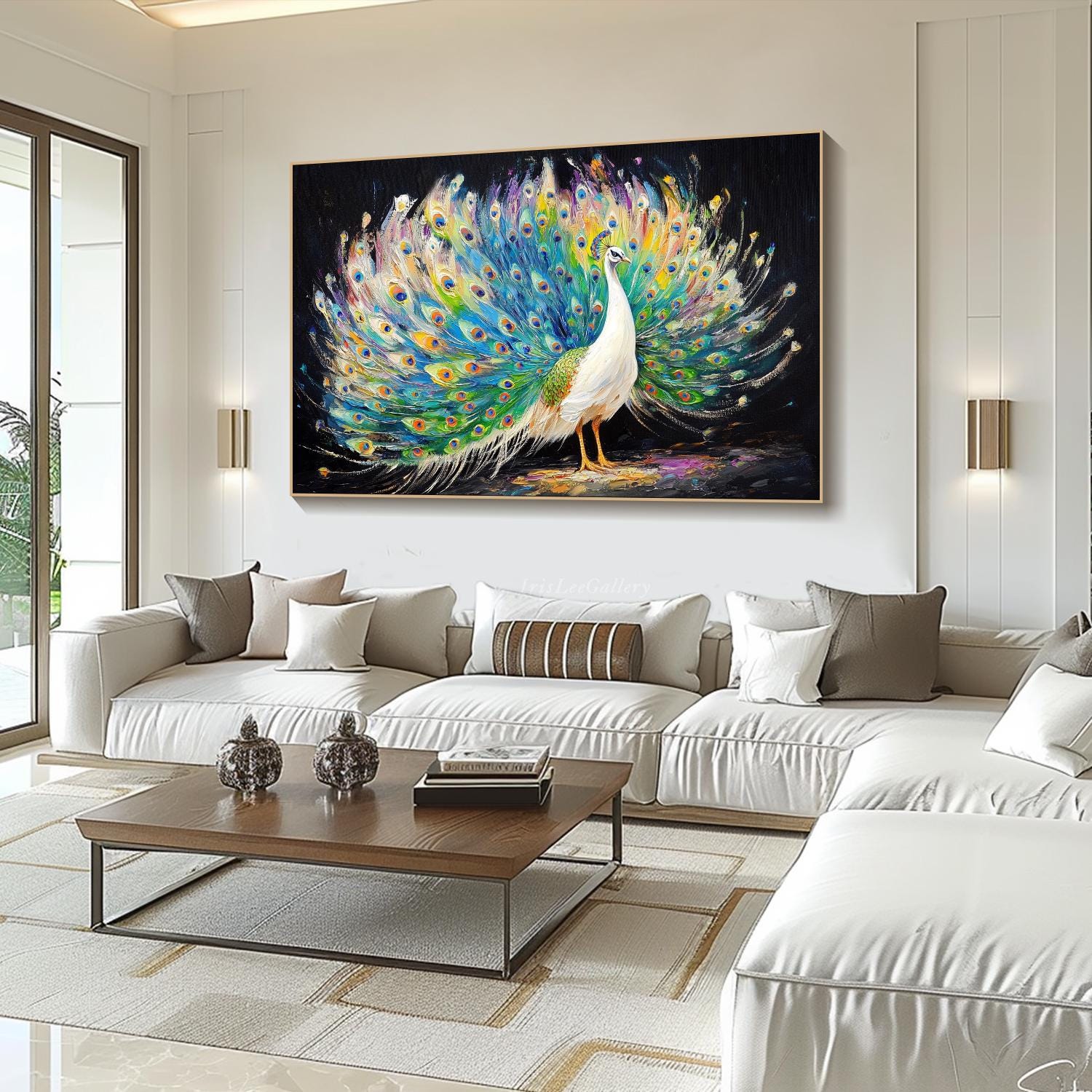 3D Modern Peacock Textured Colorful Canvas Art #MM261