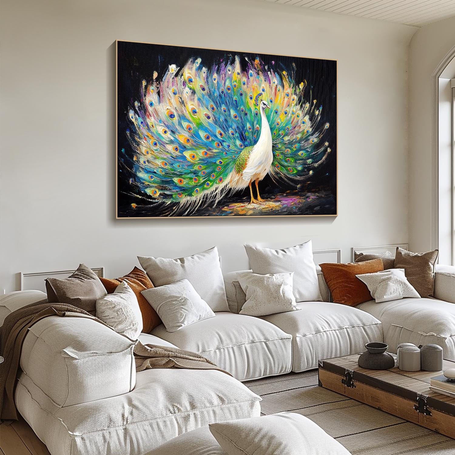 3D Modern Peacock Textured Colorful Canvas Art #MM261