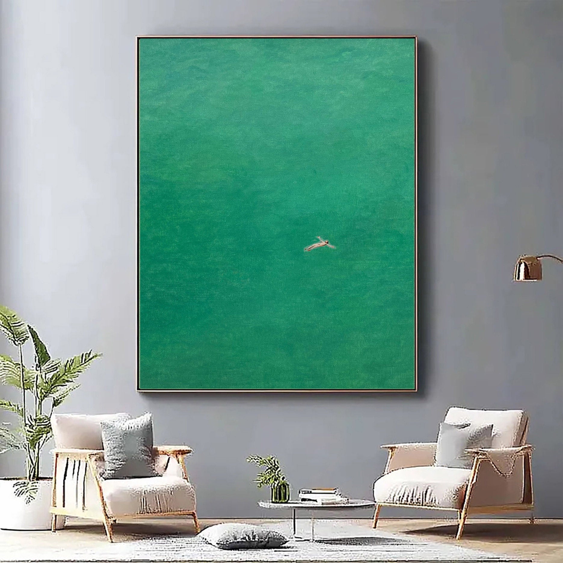Verdant Swing: Contemporary Swim Scene in a Lush Green #MM653