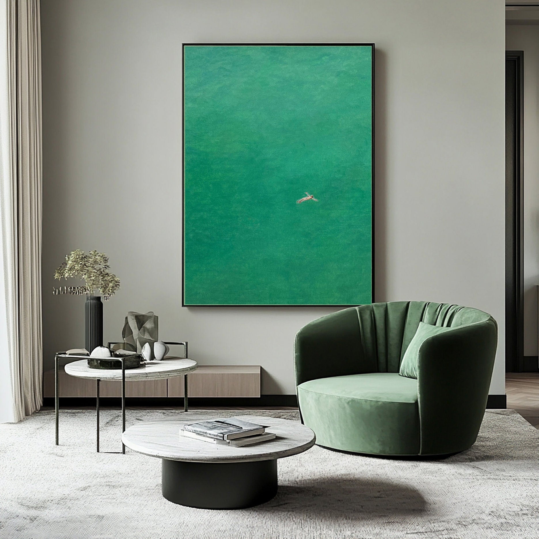 Verdant Swing: Contemporary Swim Scene in a Lush Green #MM653