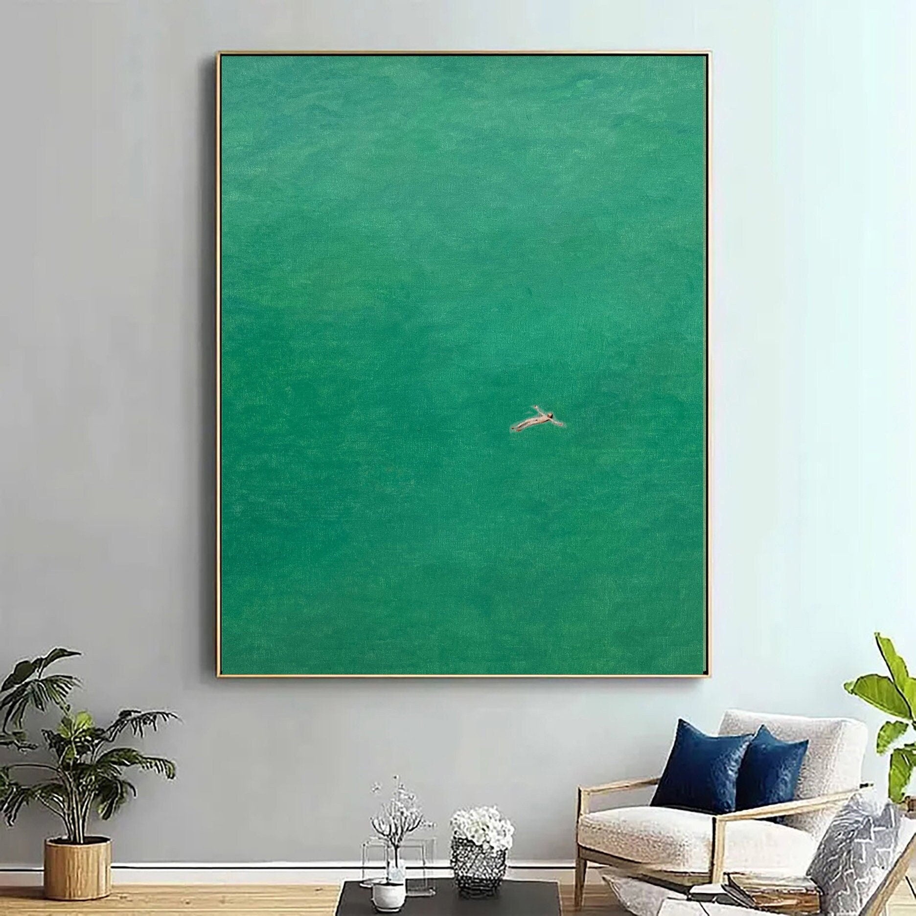 Verdant Swing: Contemporary Swim Scene in a Lush Green #MM653