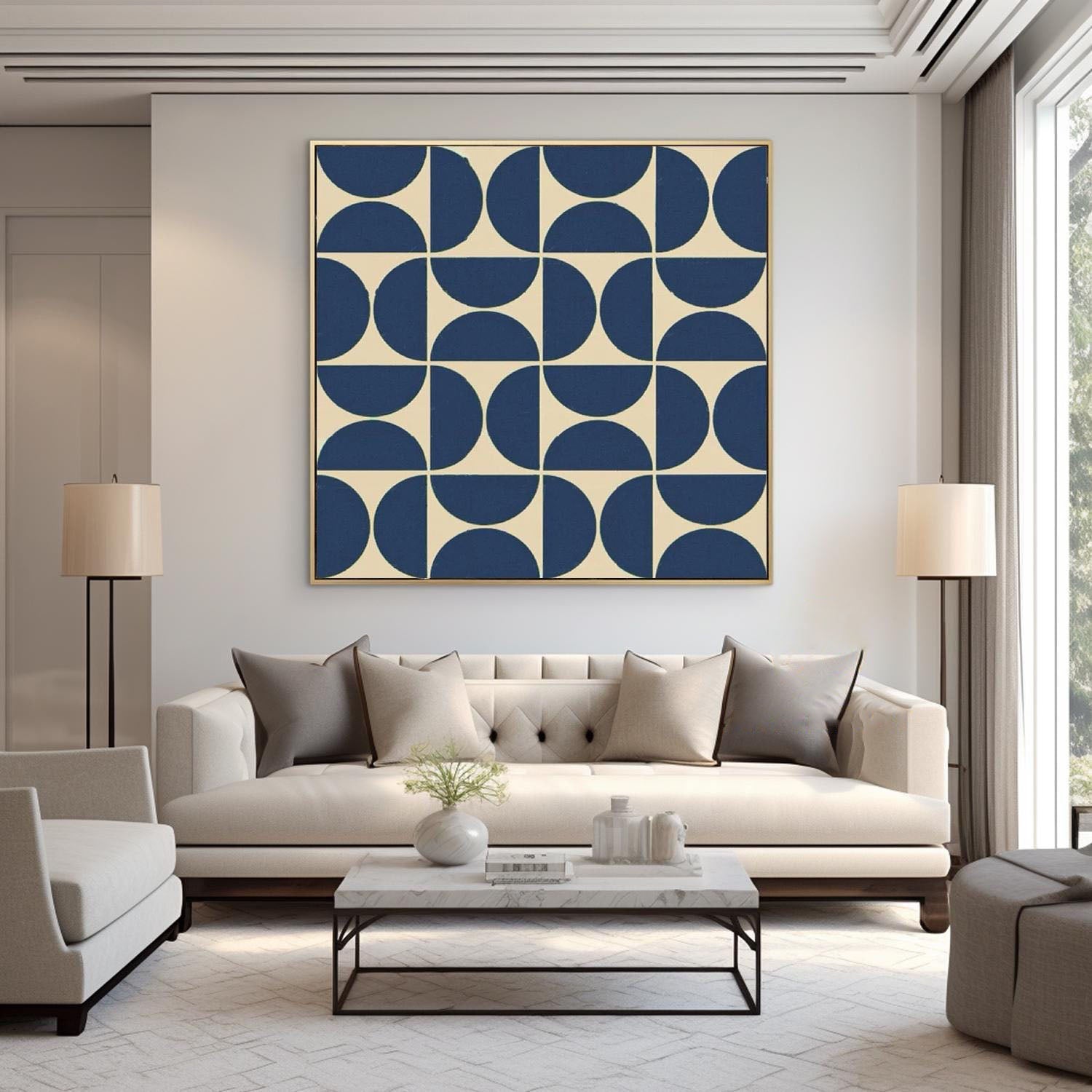 Contemporary Geometric Abstract Artwork with Medieval-Style Wall Decoration Elements #MM258