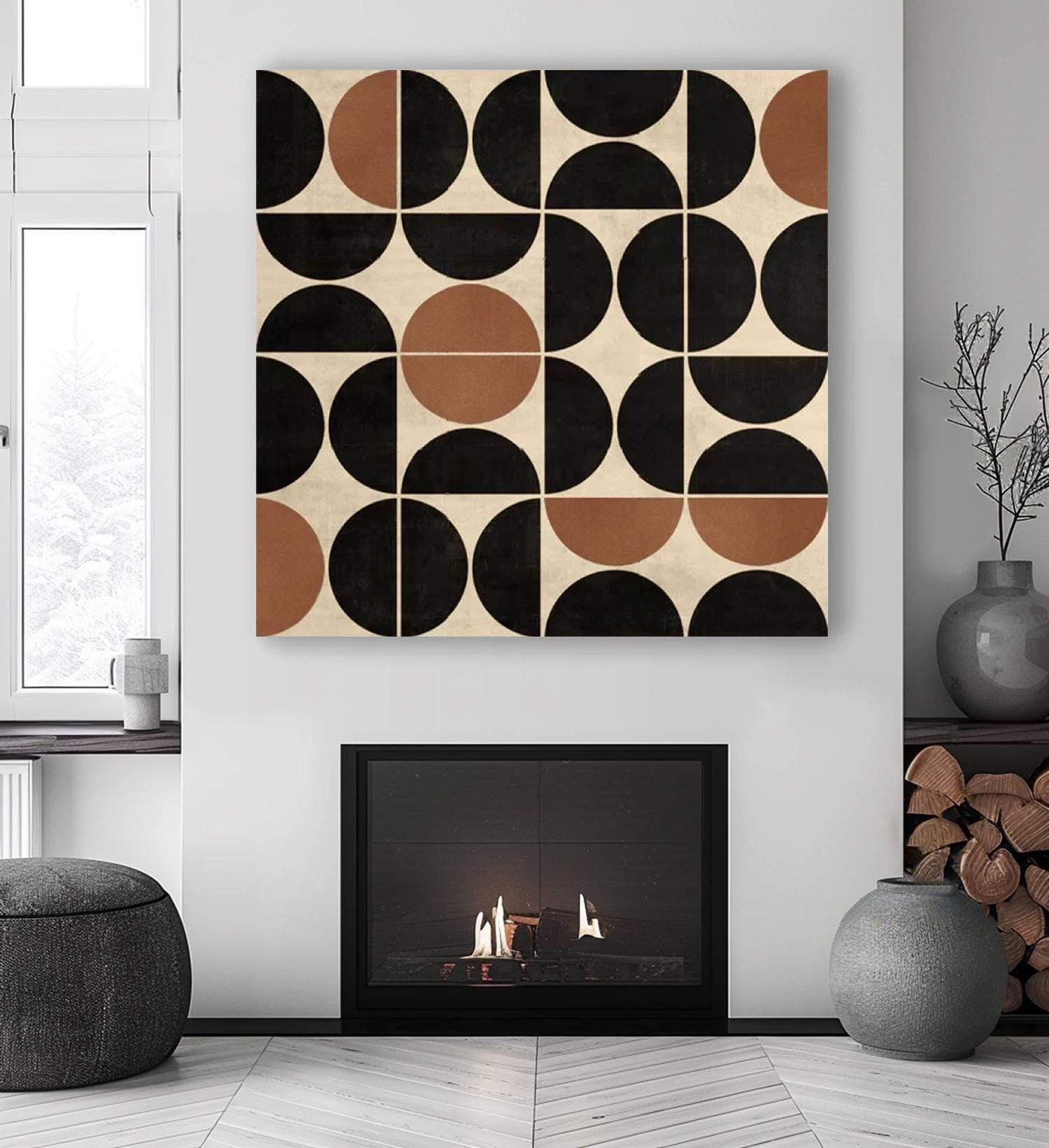 Large Geometric Abstract Artwork with Medieval-Style Wall Decoration Elements #MM197