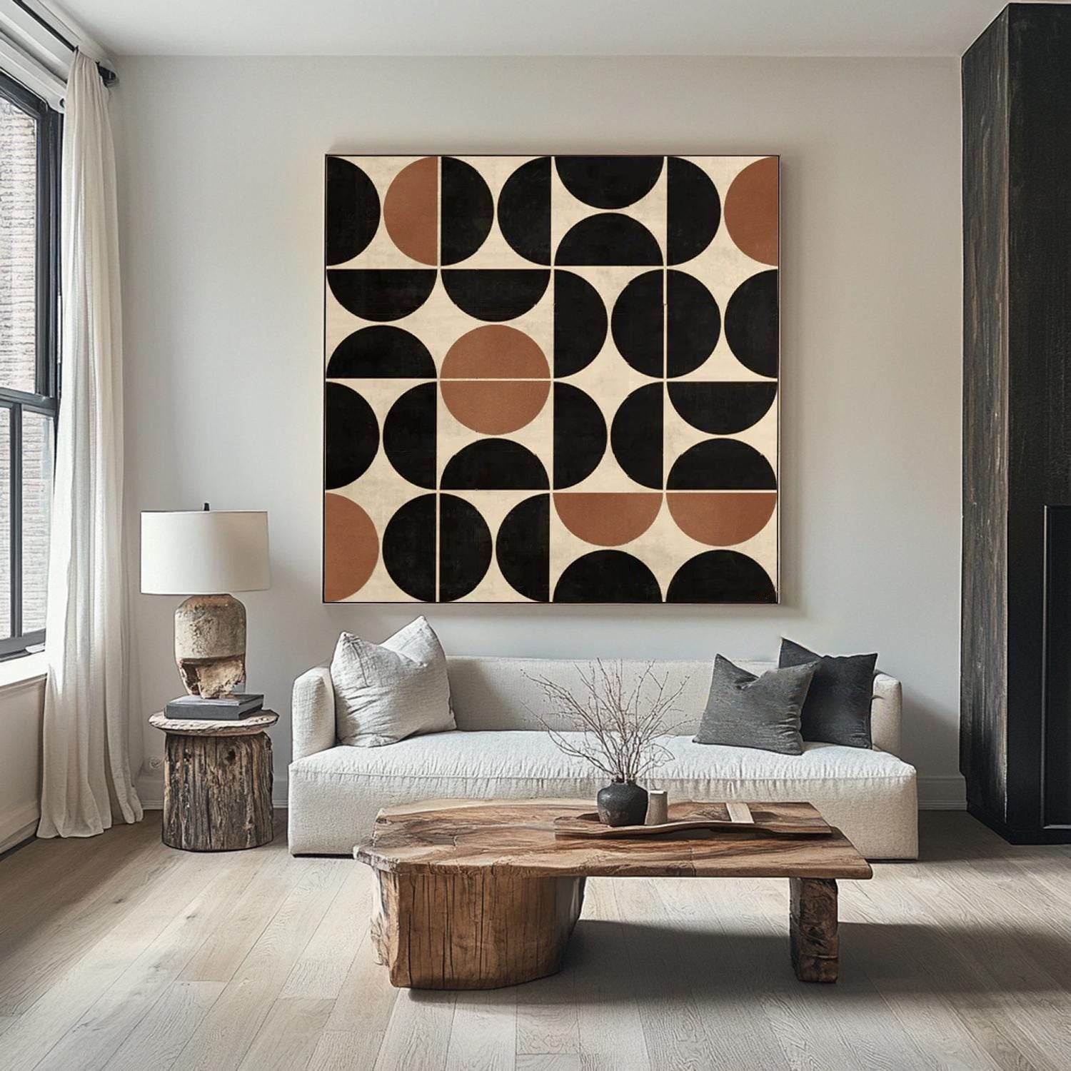 Large Geometric Abstract Artwork with Medieval-Style Wall Decoration Elements #MM197