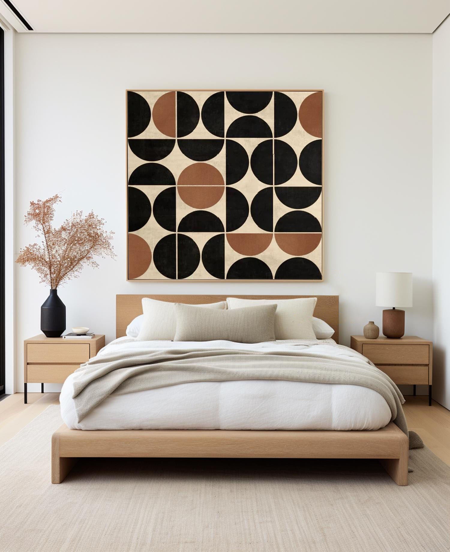 Large Geometric Abstract Artwork with Medieval-Style Wall Decoration Elements #MM197