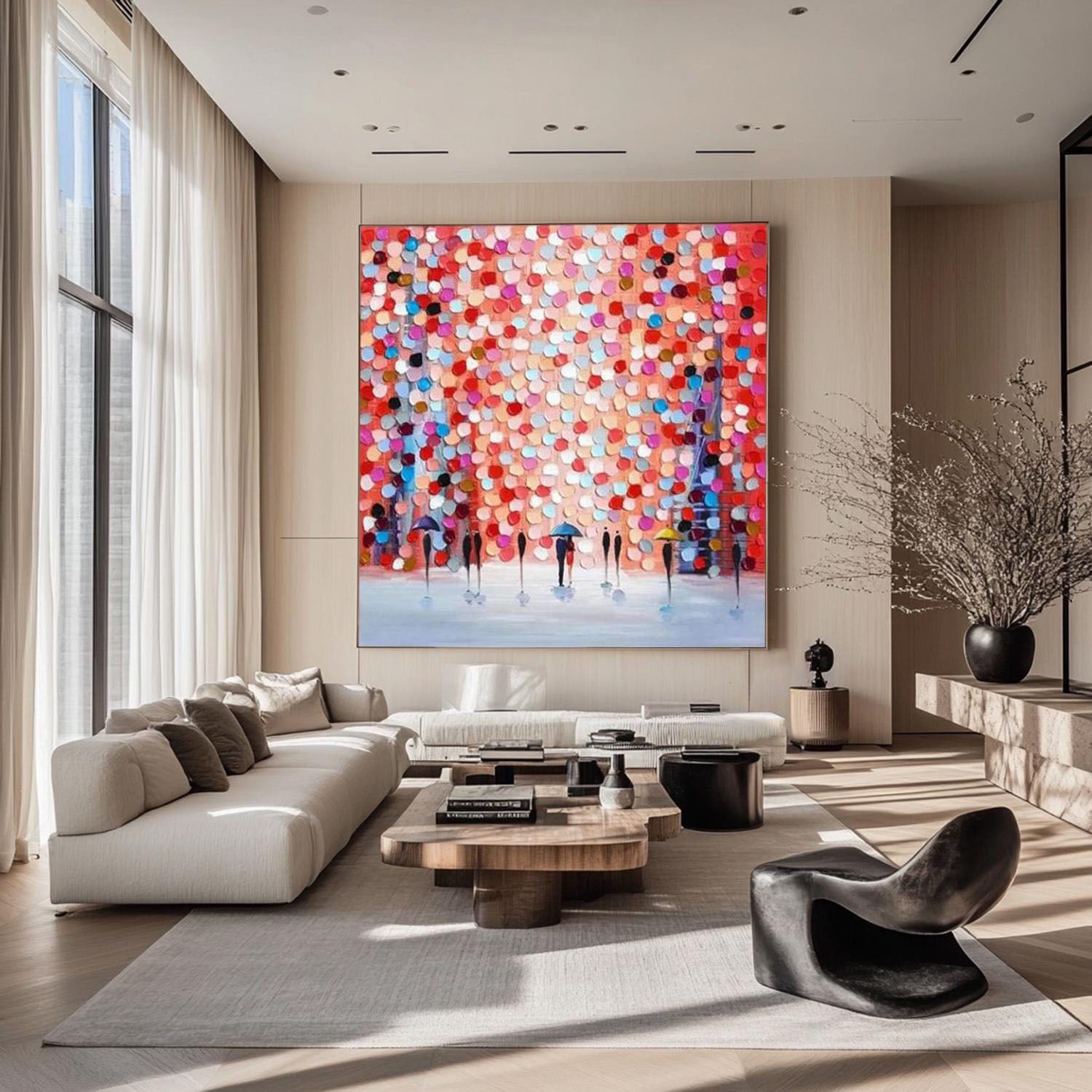 Modern Vibrant Abstract Oil Painting with Colorful Design