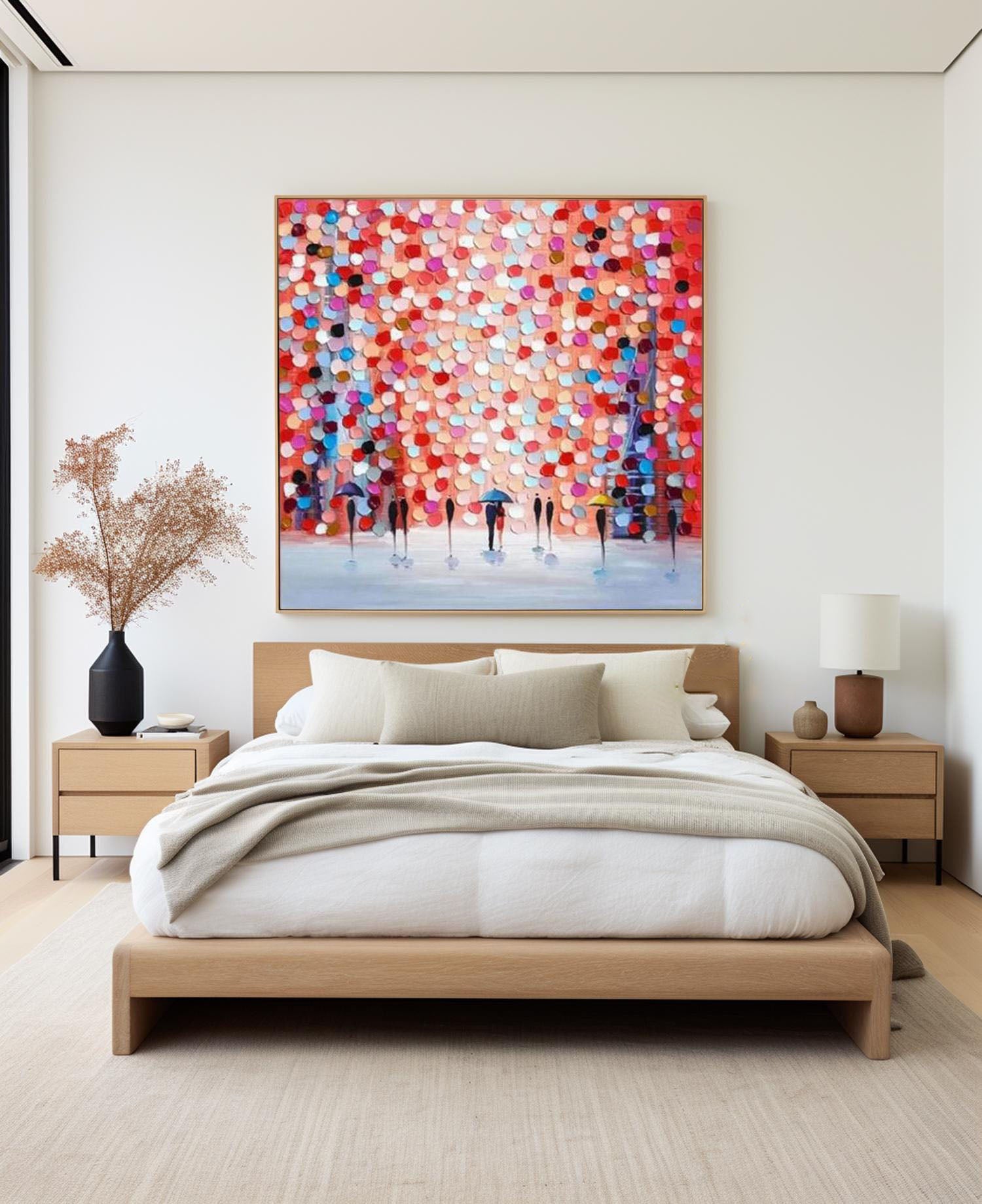 Modern Vibrant Abstract Oil Painting with Colorful Design on Canvas #MM196