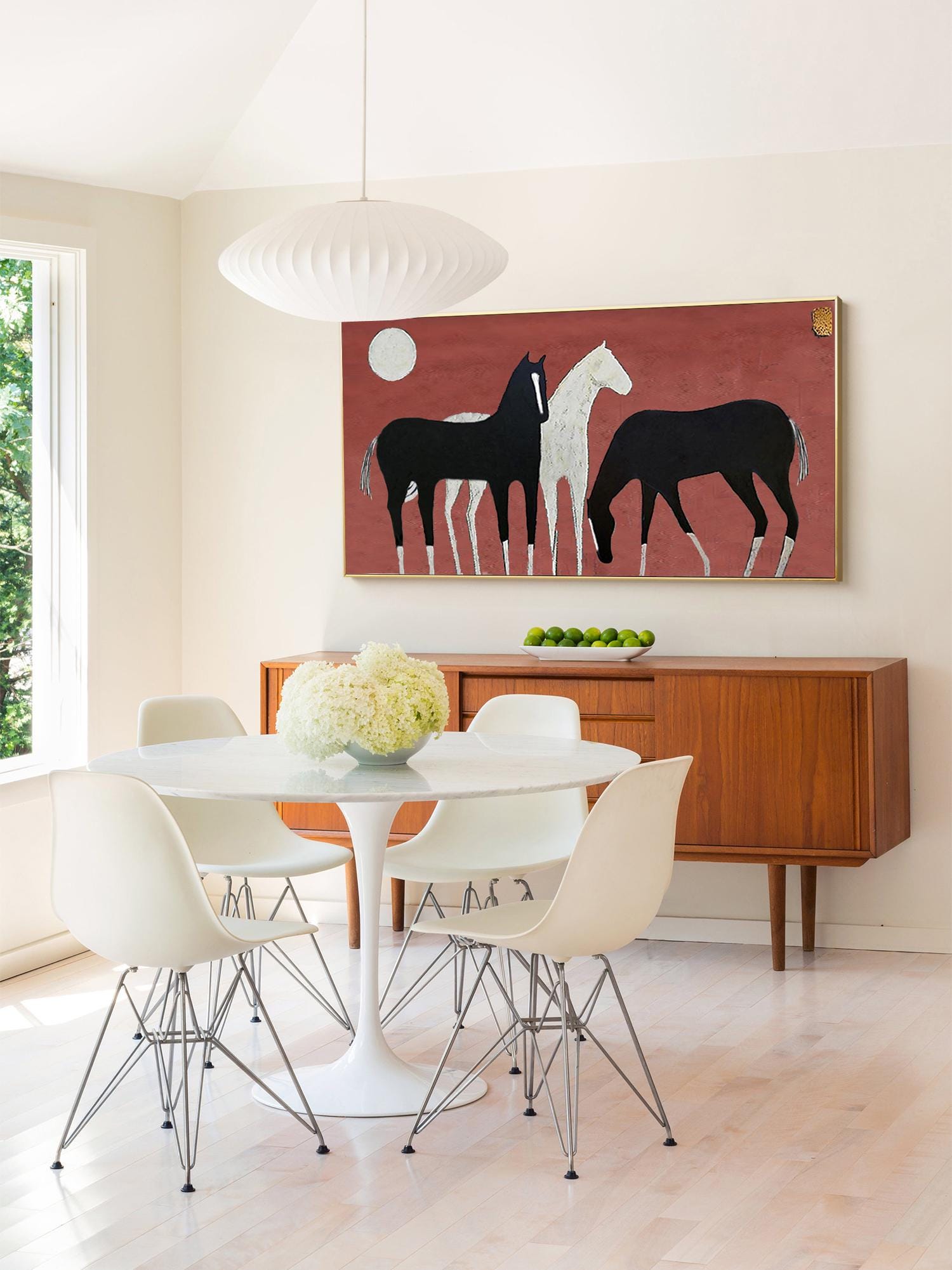 Modern Horse Painting: Black & White Home Art #MM205