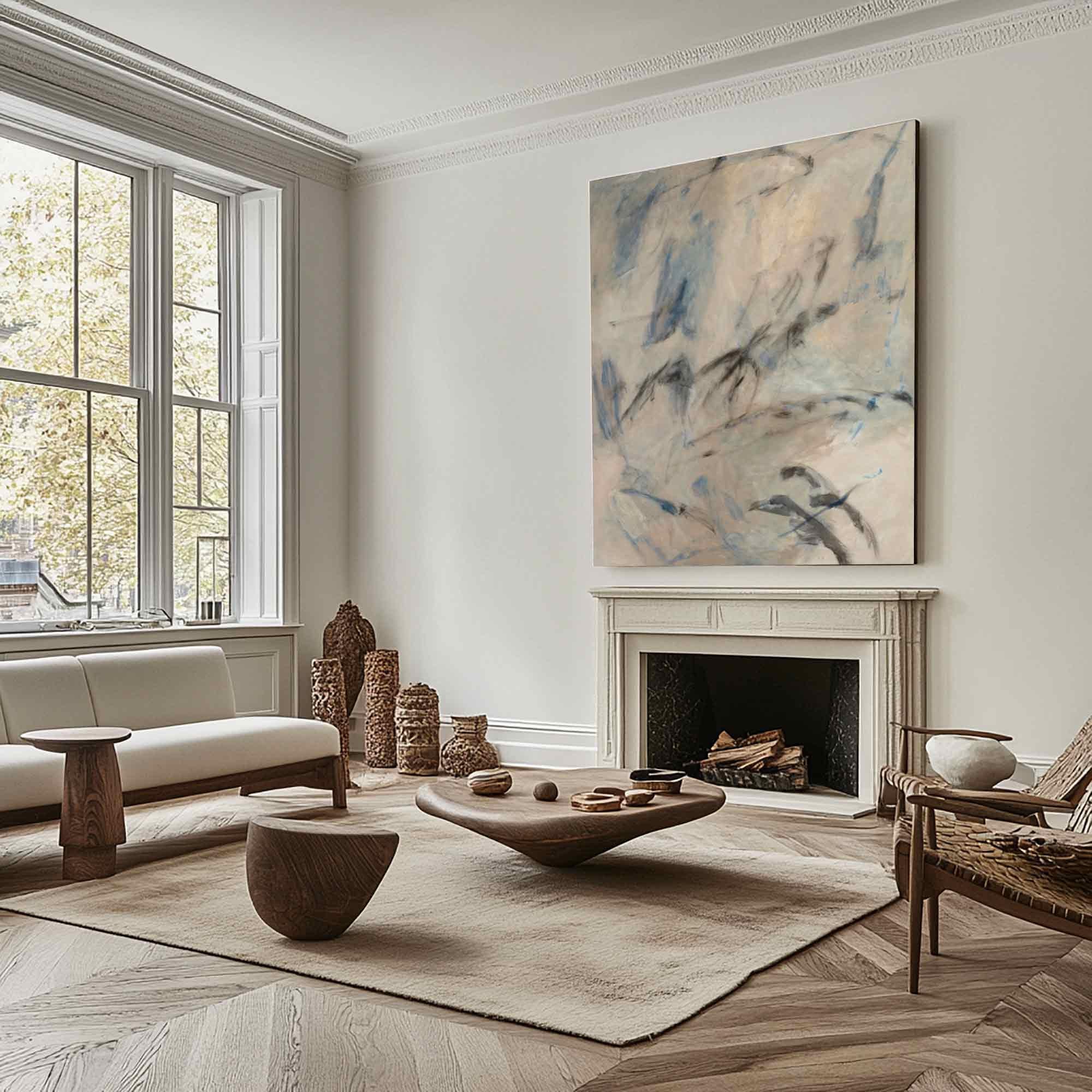 Large Soft Hues Minimalist Abstract, Contemporary Wall Art #MM331