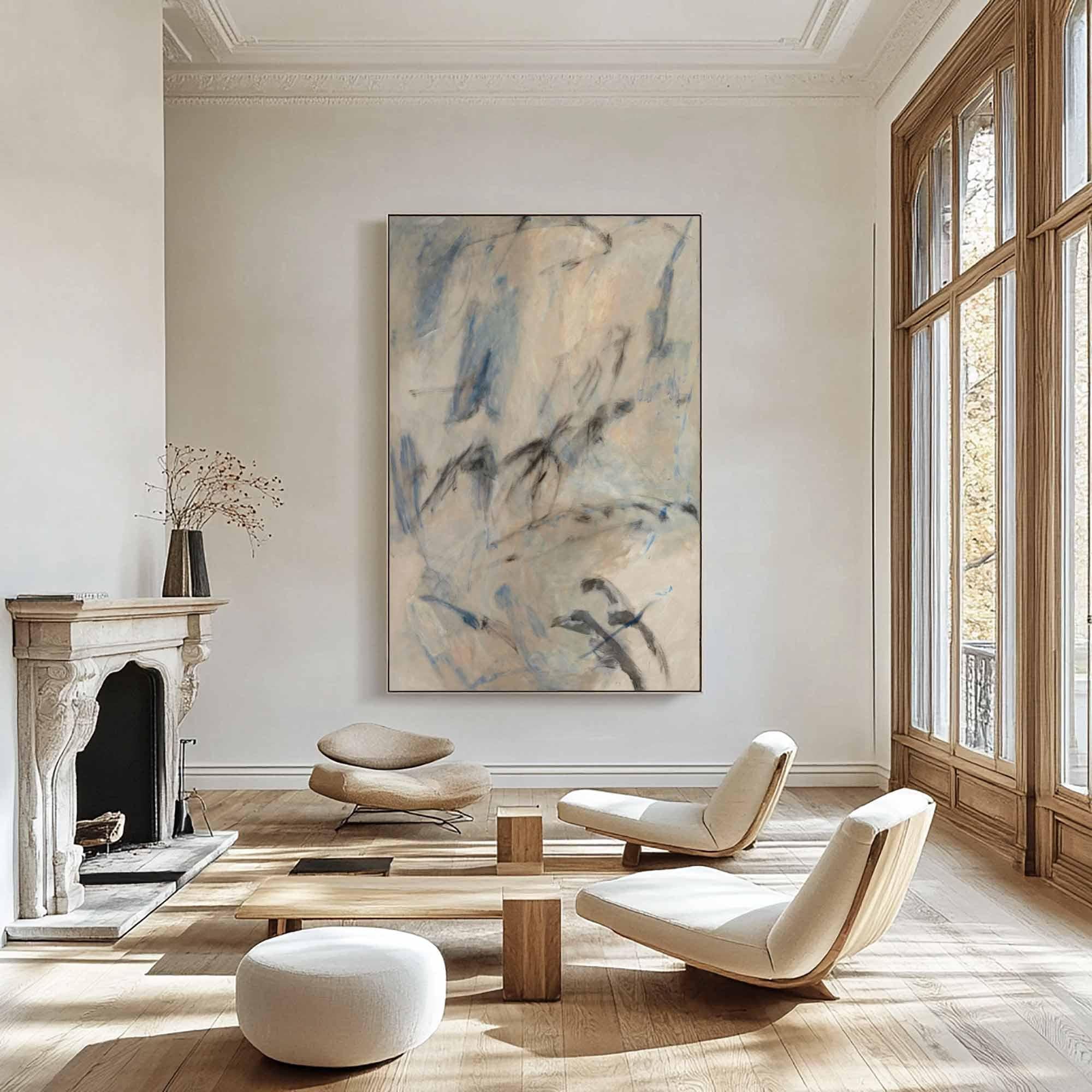 Large Soft Hues Minimalist Abstract, Contemporary Wall Art #MM331