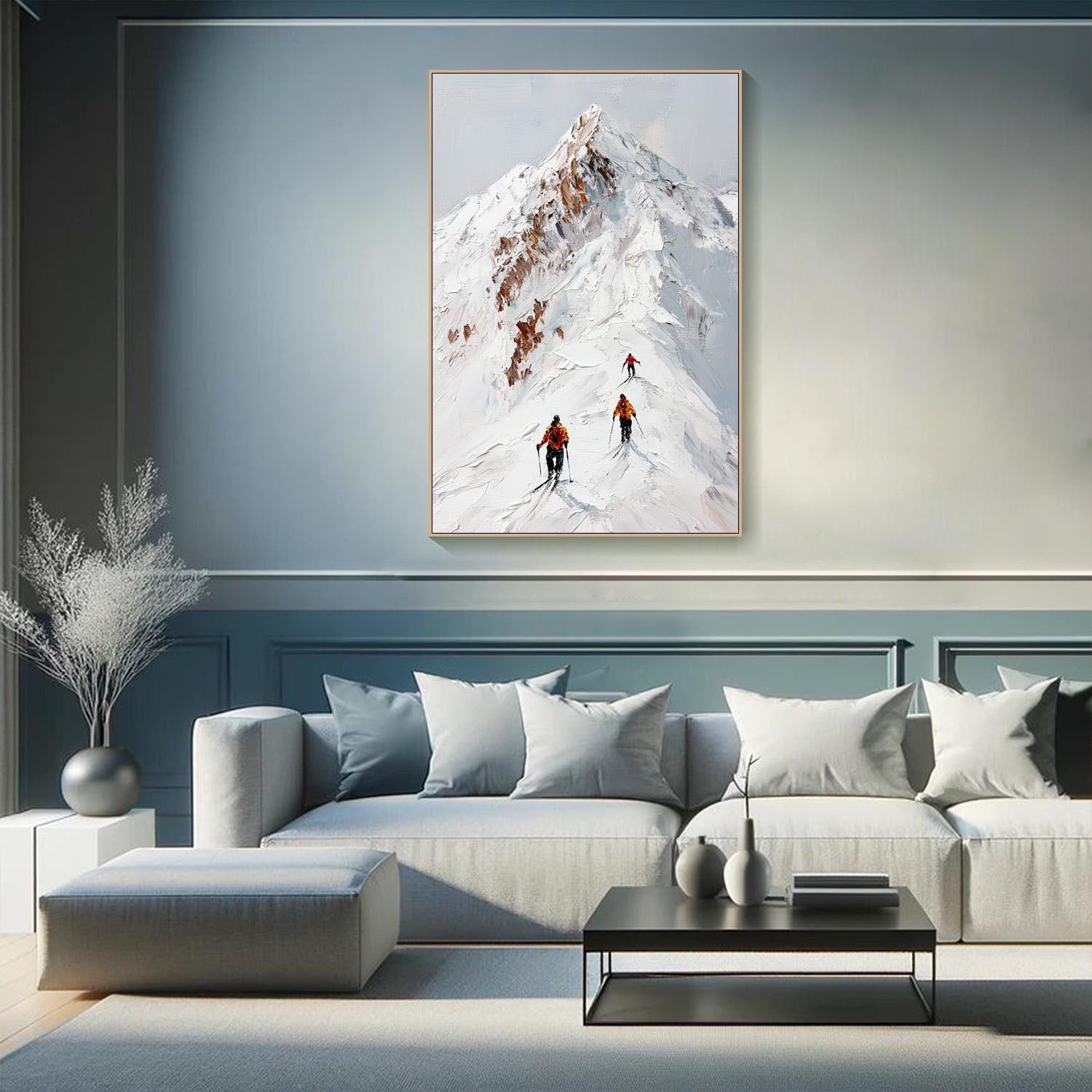 Textured Snow Mountain Landscape with Skiers #MM273