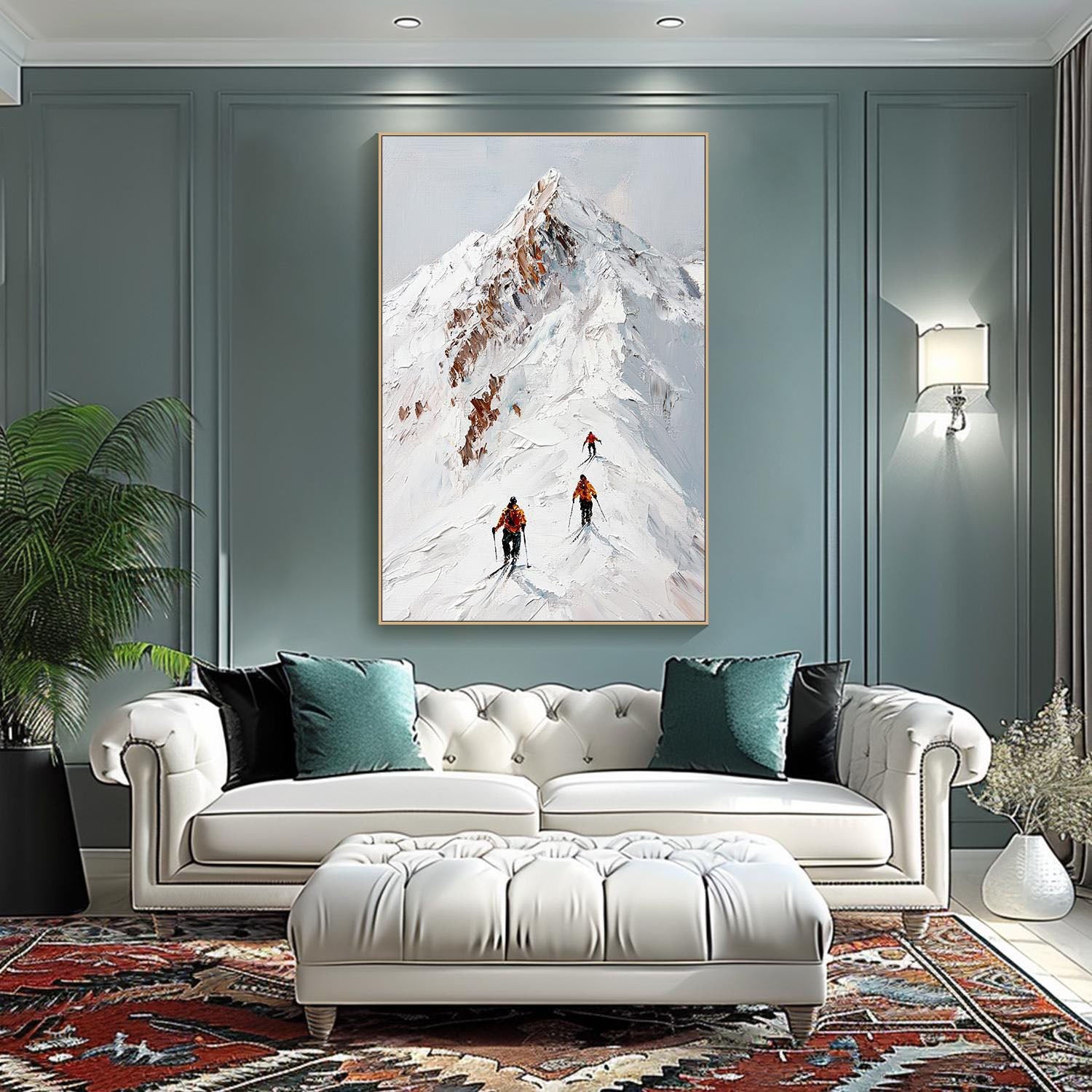 Textured Snow Mountain Landscape with Skiers #MM273