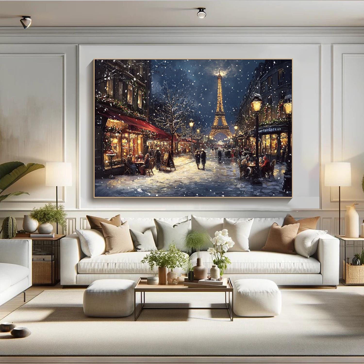 Night Eiffel Tower In Romantic Winter Paris, Realism Wall Art #MM319