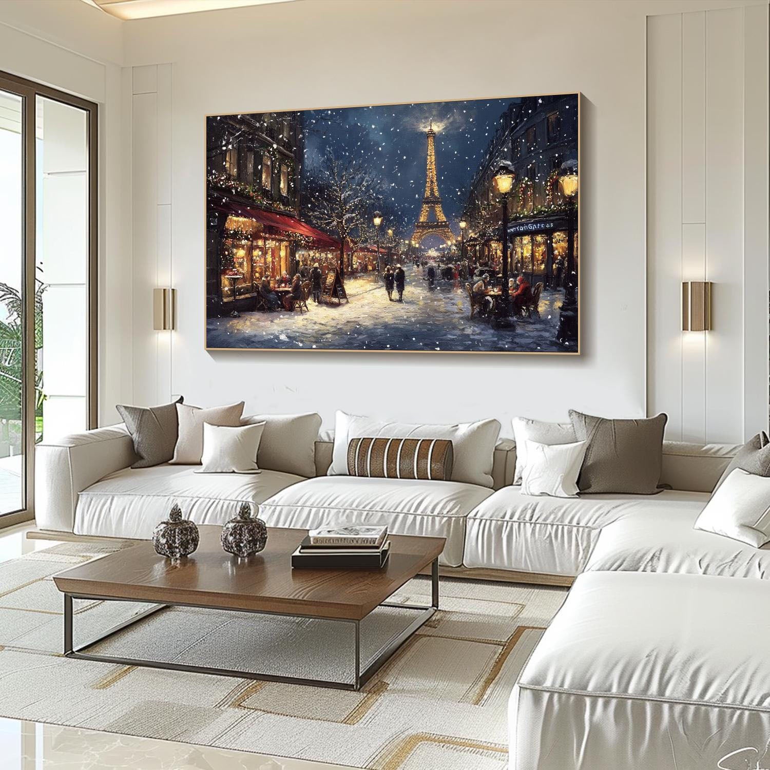 Night Eiffel Tower In Romantic Winter Paris, Realism Wall Art #MM319