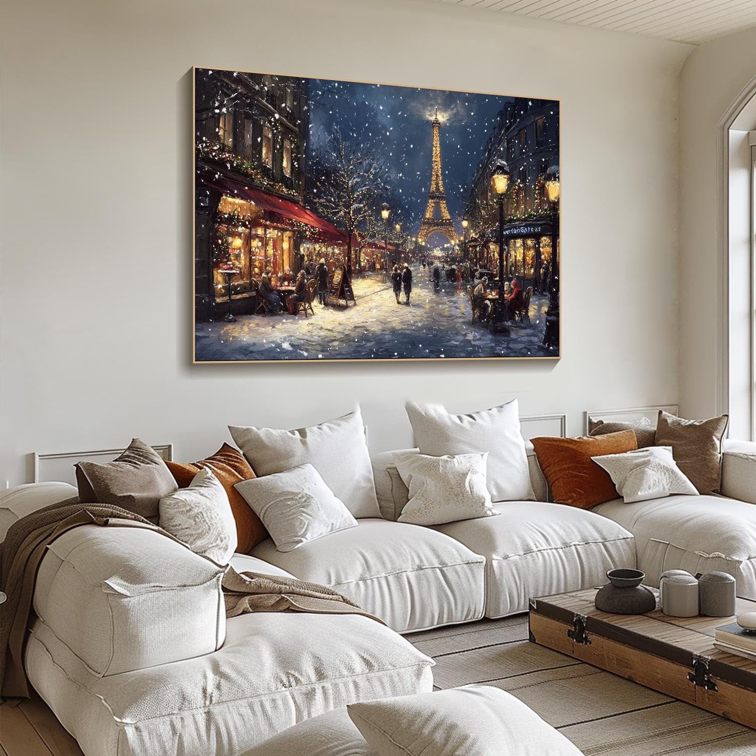 Night Eiffel Tower In Romantic Winter Paris, Realism Wall Art #MM319