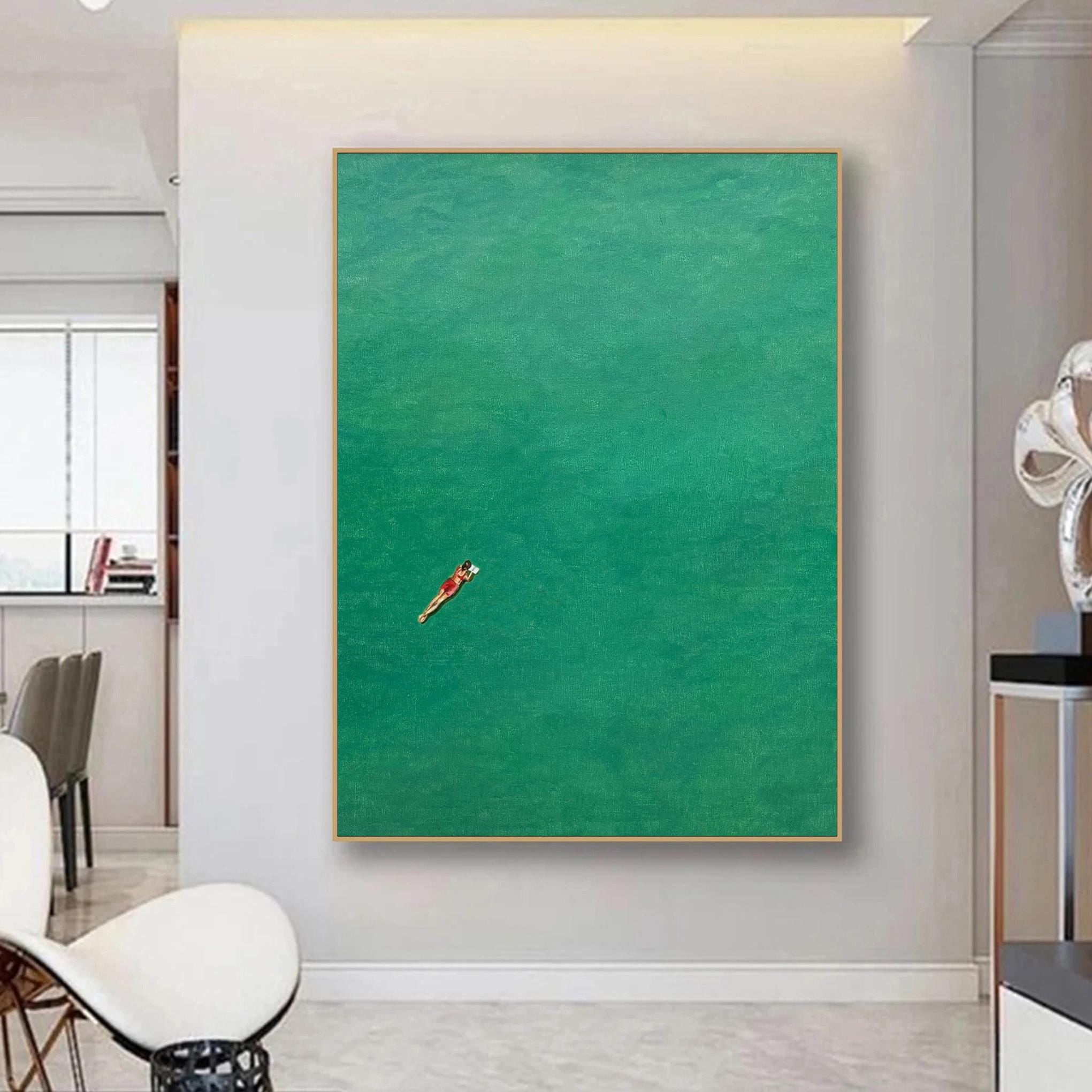 Subaqueous Grace: Modern Art of a Diver in Clear Green Waters #MM650