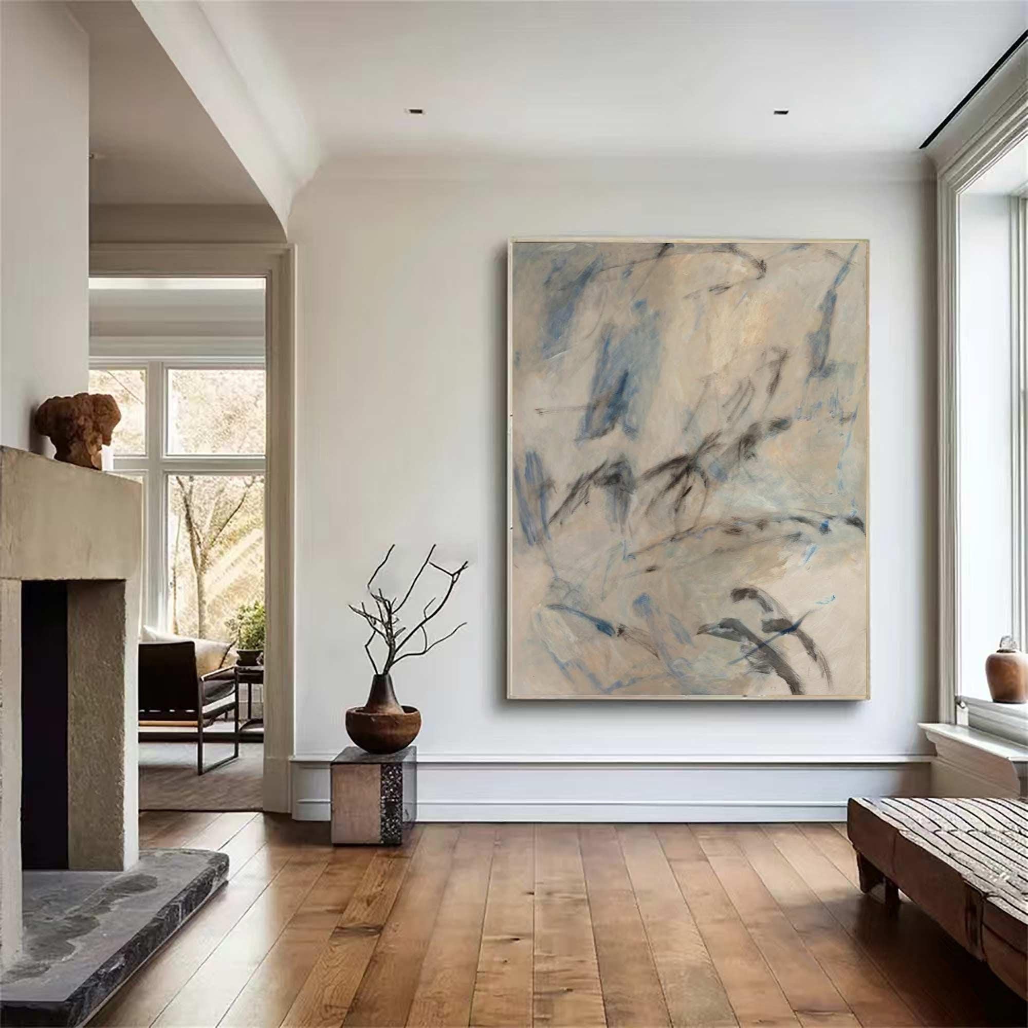 Large Soft Hues Minimalist Abstract, Contemporary Wall Art #MM331