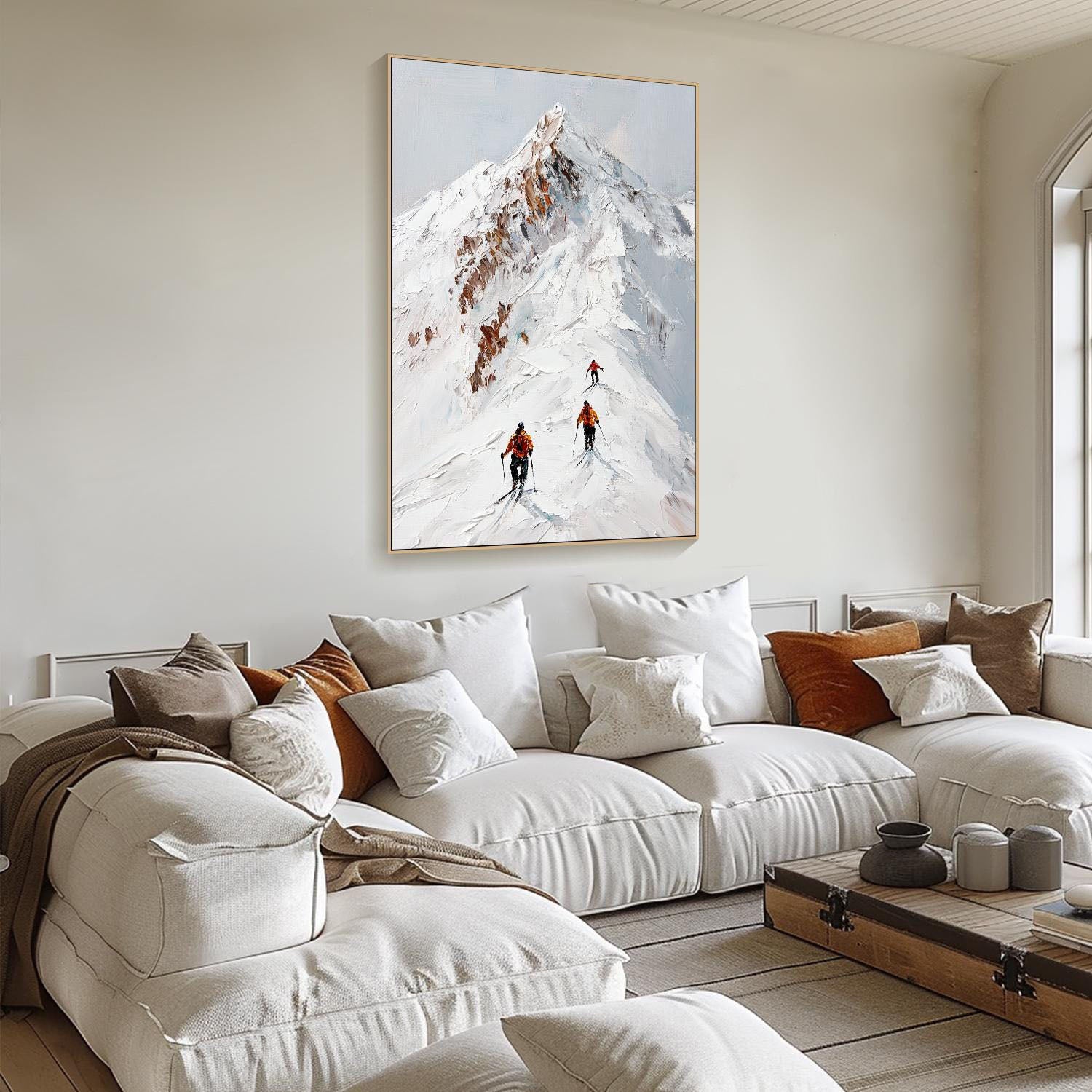 Textured Snow Mountain Landscape with Skiers #MM273