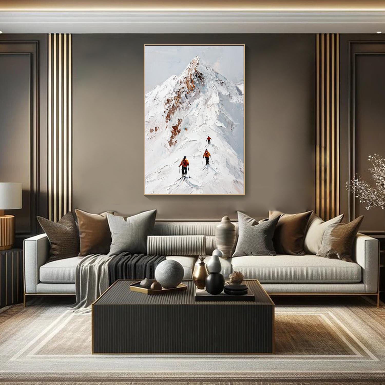 Textured Snow Mountain Landscape with Skiers #MM273