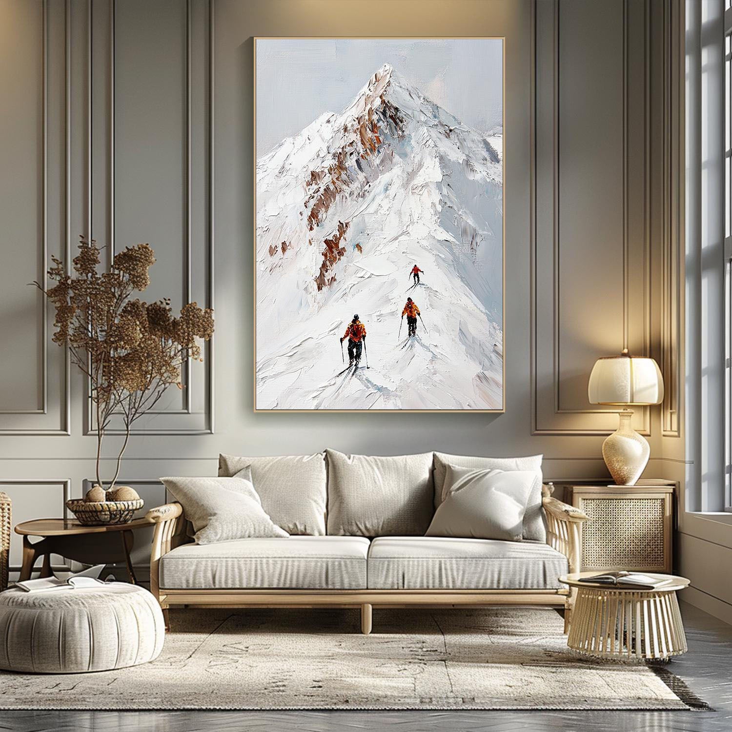 Textured Snow Mountain Landscape with Skiers #MM273