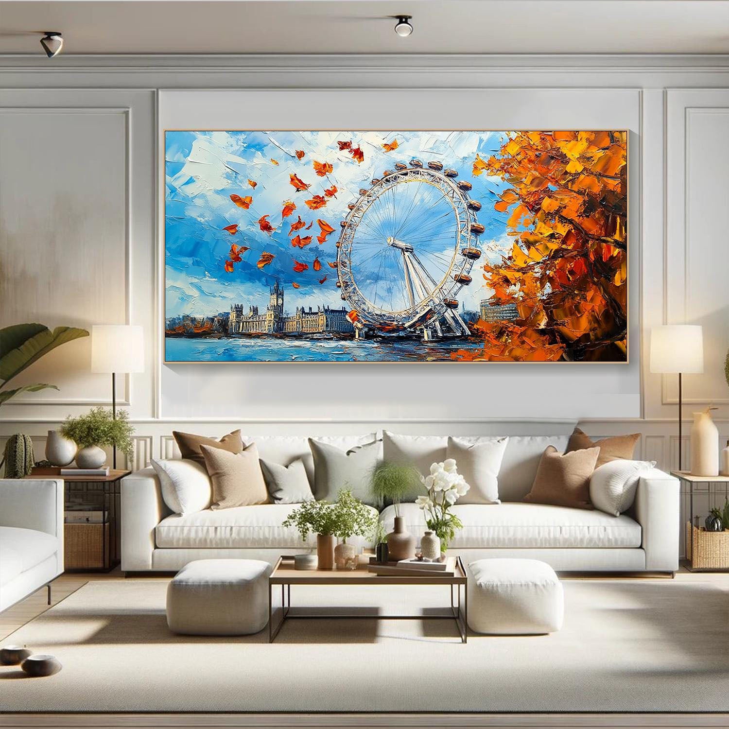 Colorful London Skyline In Autumn, Landscape Canvas #MM333