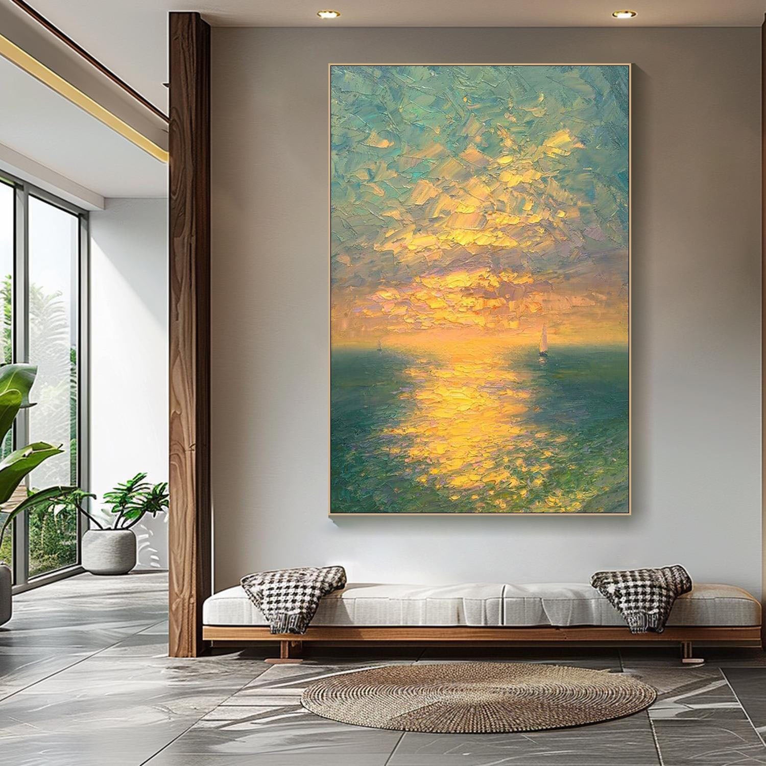 Golden Hour Seascape With Sunset Atmosphere Impressionist Art #MM282