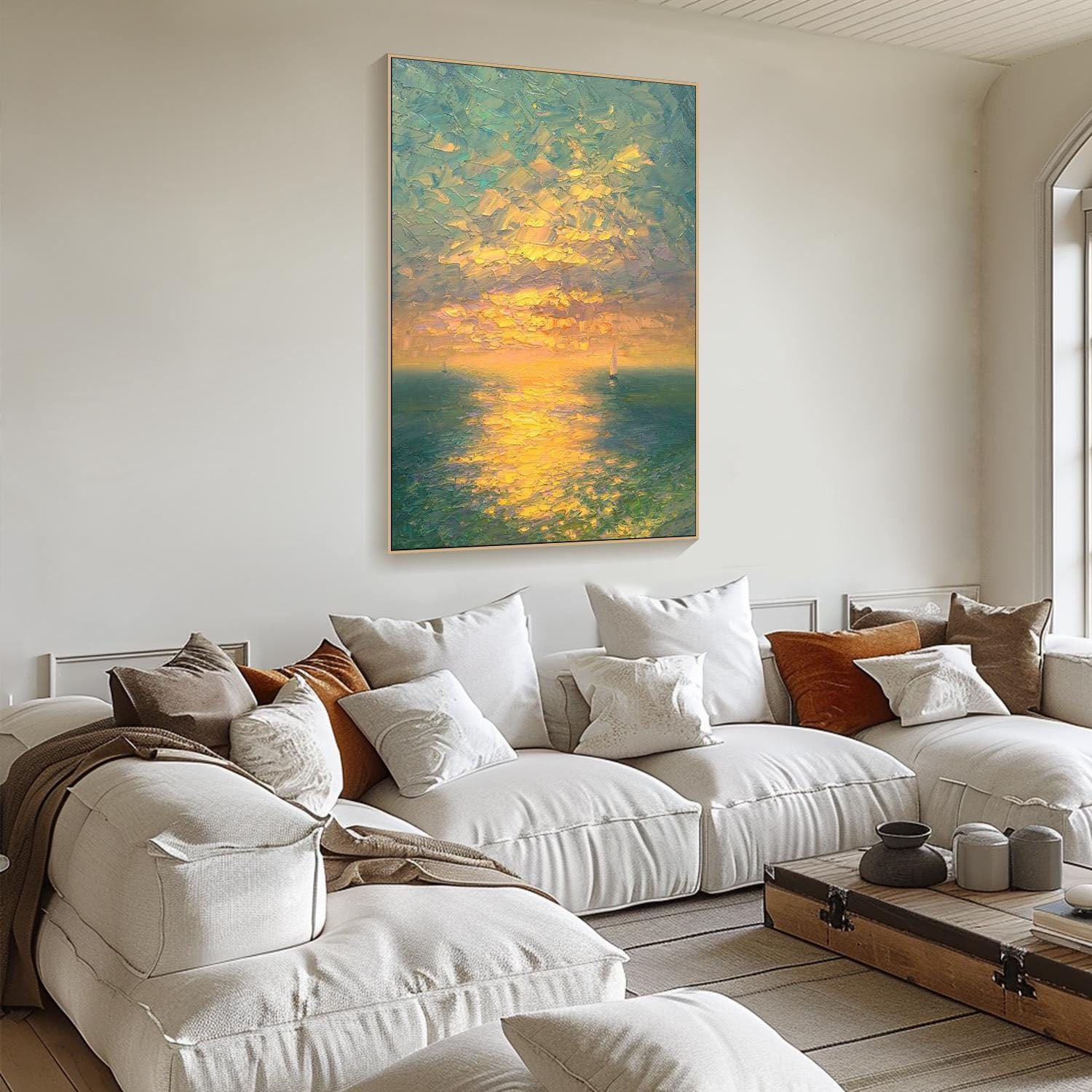 Golden Hour Seascape With Sunset Atmosphere Impressionist Art #MM282