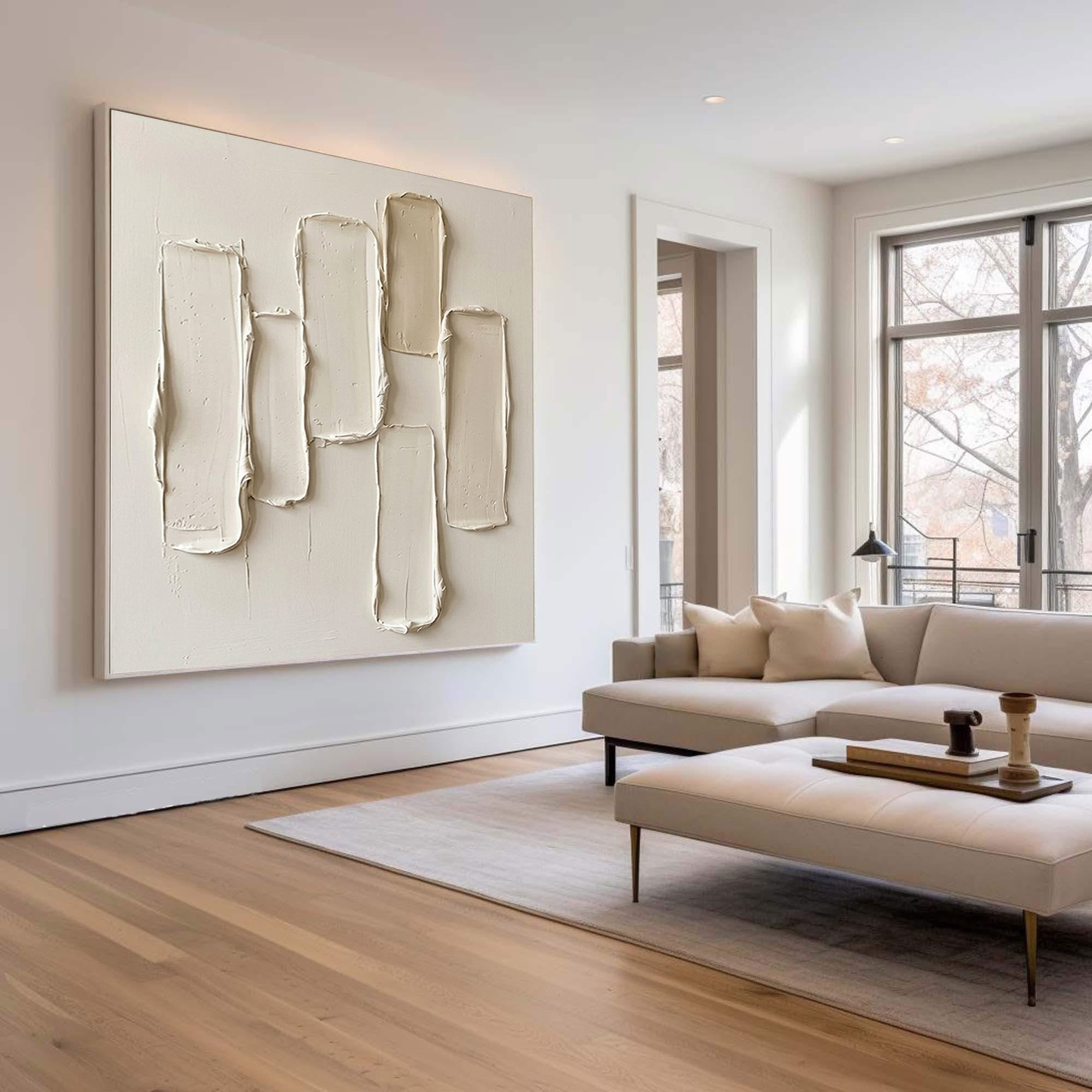 Large Architectural Textured Wall Art Contemporary Minimalist Neutral Painting