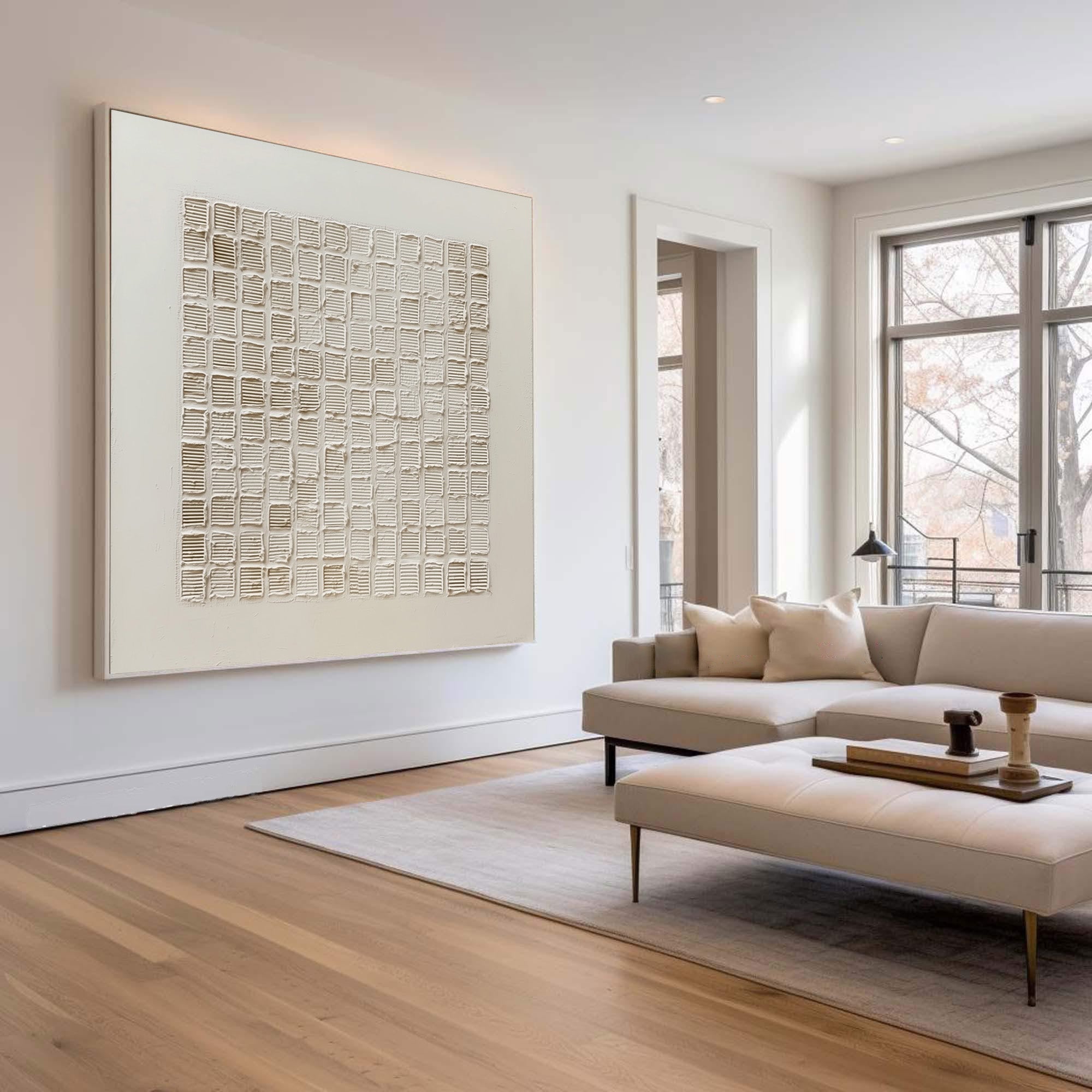 Minimalist Relief Painting - Abstract Grid Decor #AG 058