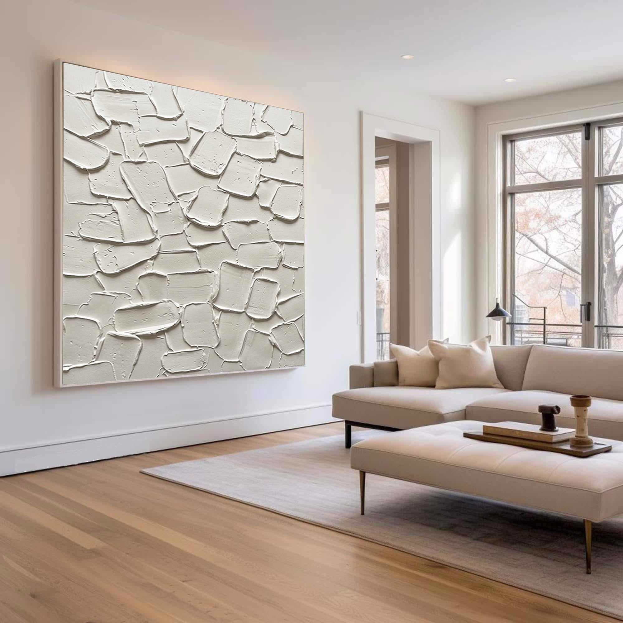Large Stone Inspired Textured Wall Art Neutral Contemporary Canvas Painting