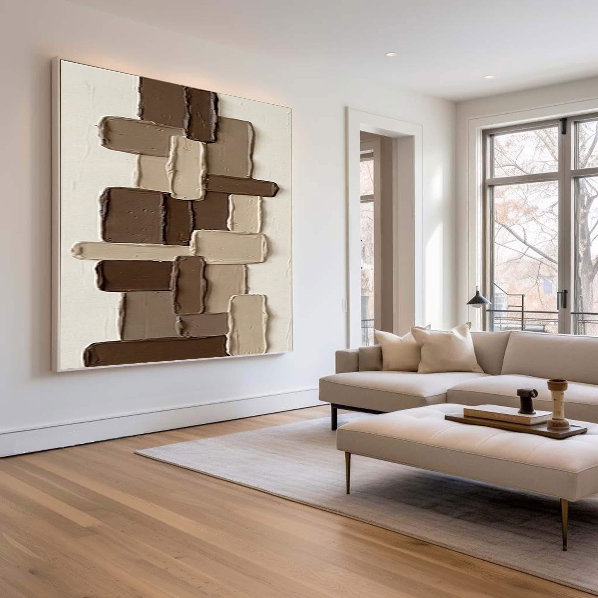 Large Earth Tone Textured Wall Art Hand Painted Abstract Canvas