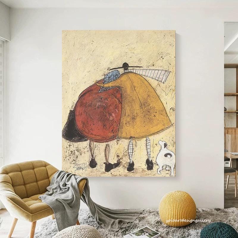 Large Folk Art Couple Painting | KelorArt #AG 176