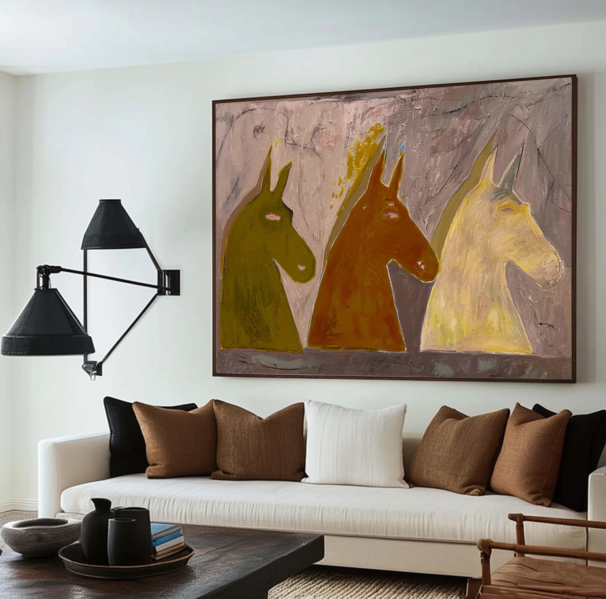 Large Abstract Horse Oil Painting Wall Art | KelorArt #AG 189