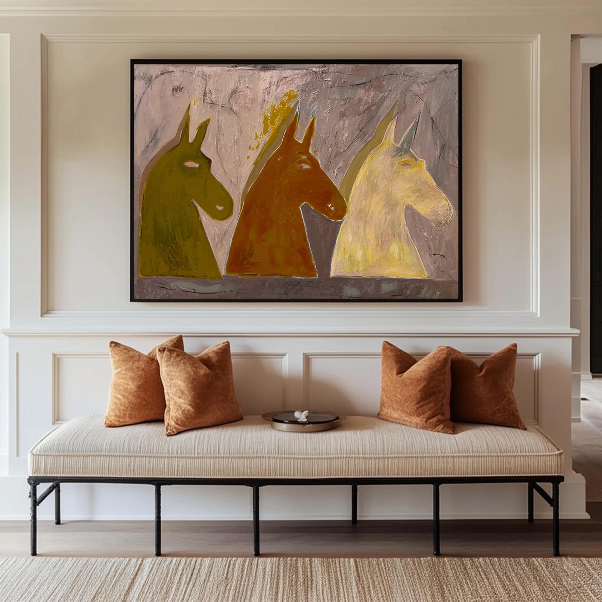Large Abstract Horse Oil Painting Wall Art | KelorArt #AG 189