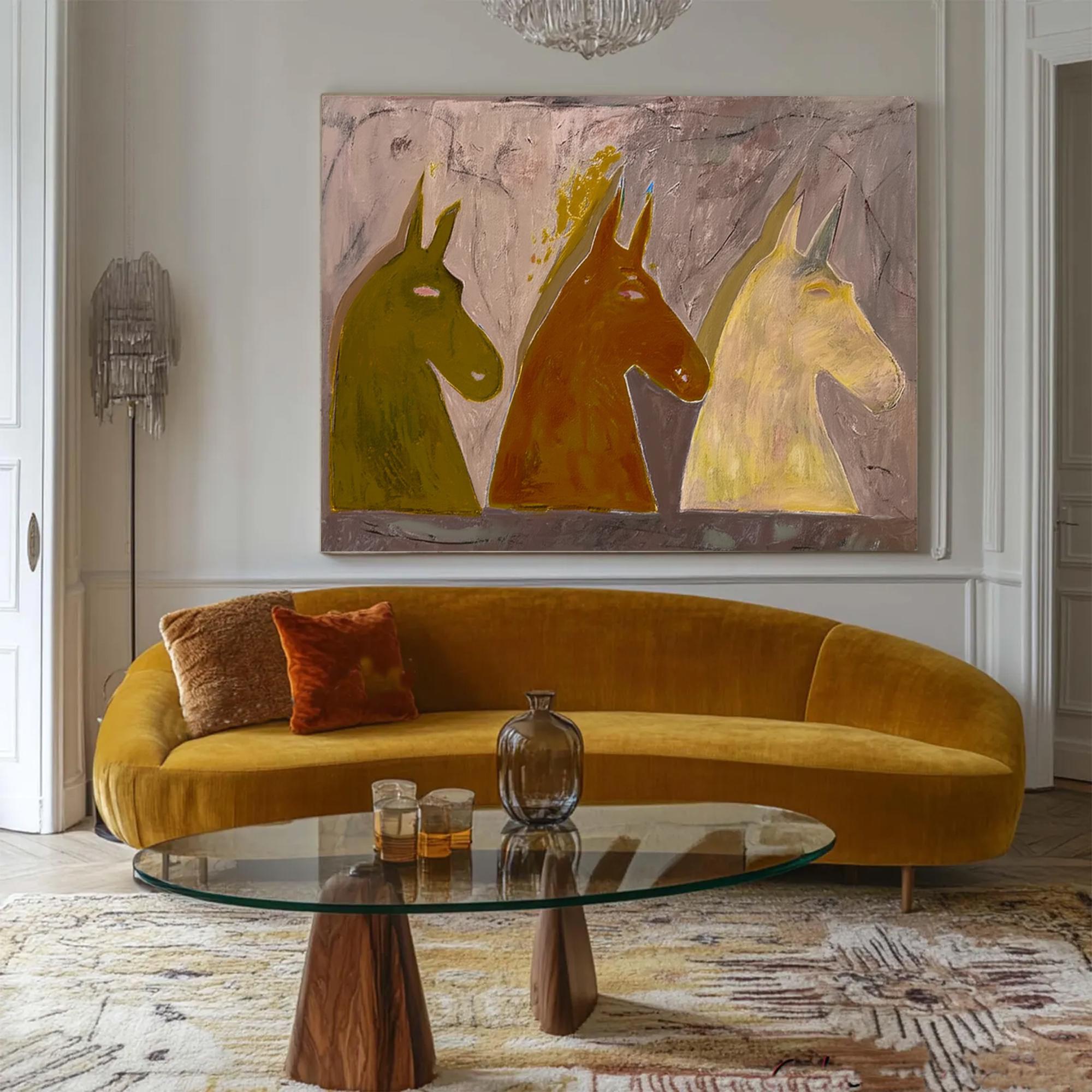 Large Abstract Horse Oil Painting Wall Art | KelorArt #AG 189