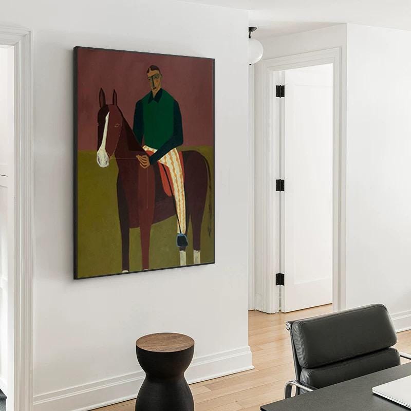 Large Rider Portrait Painting | KelorArt #AG 179