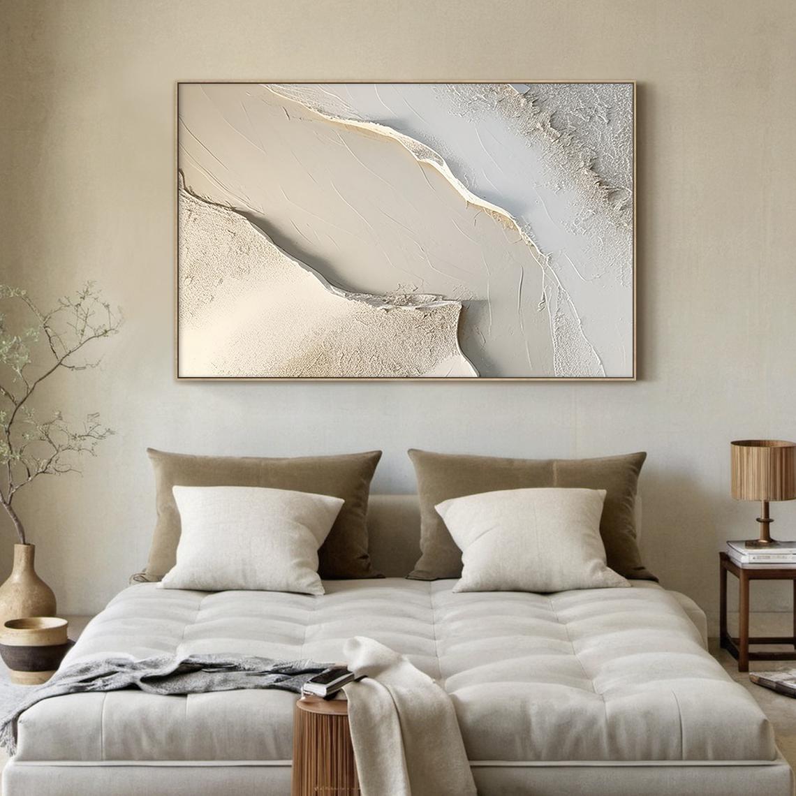 Large Abstract Cream Painting | KelorArt #AG 182