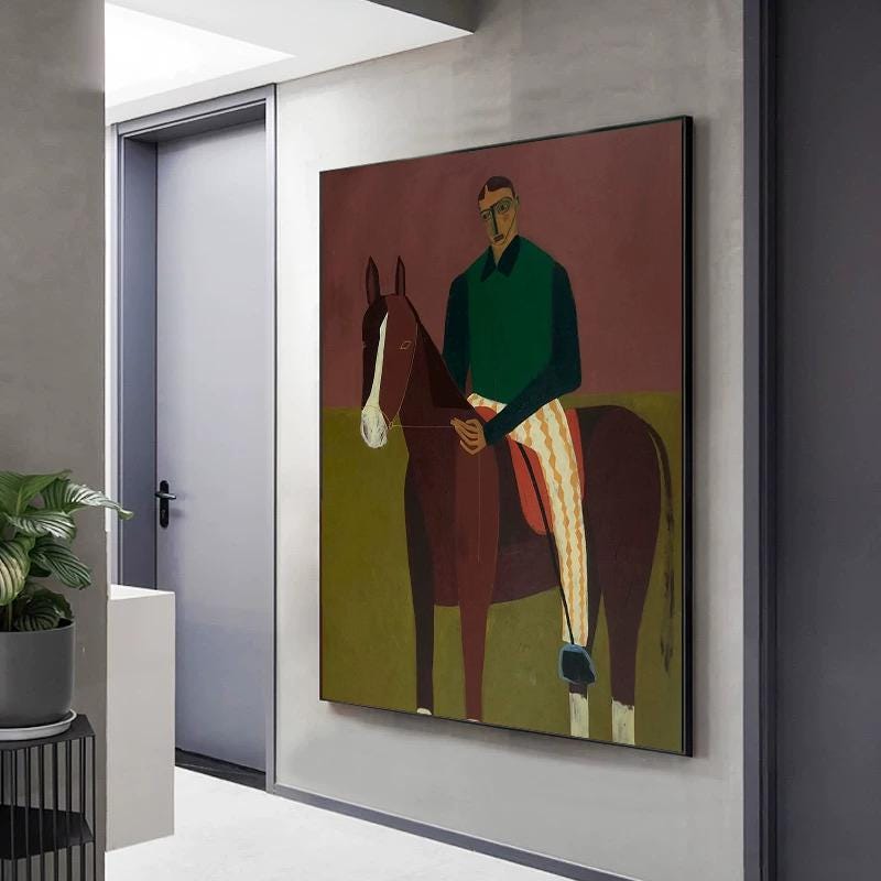 Large Rider Portrait Painting | KelorArt #AG 179