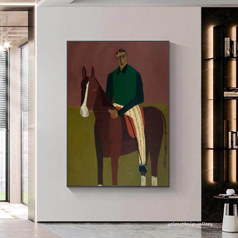 Large Rider Portrait Painting | KelorArt #AG 179
