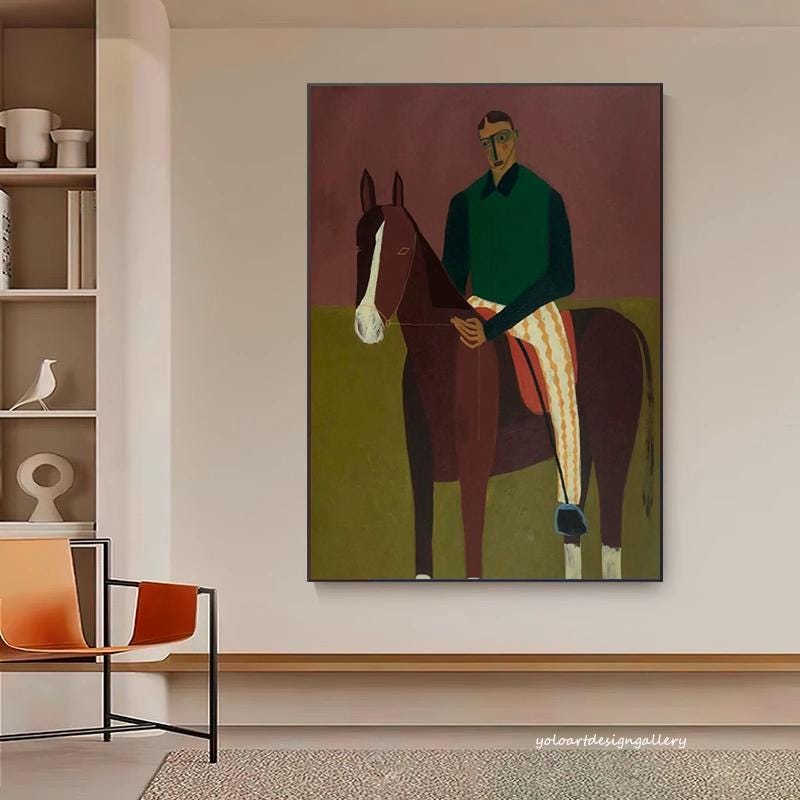 Large Rider Portrait Painting | KelorArt #AG 179