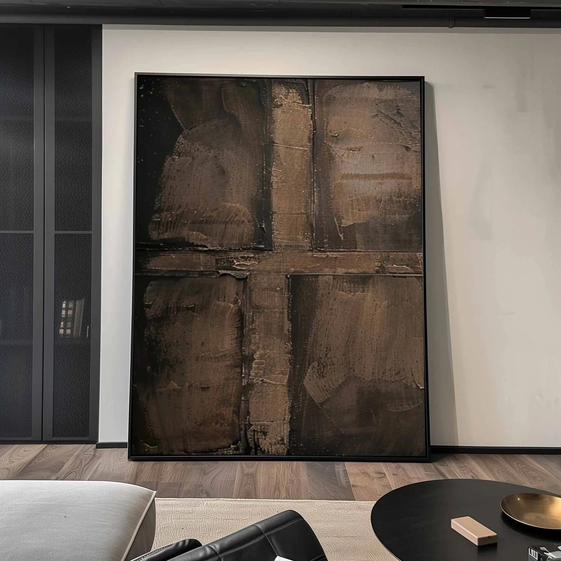 Natural Elegance Wabi Sabi Textured Brown Abstract Wall Art #MM228