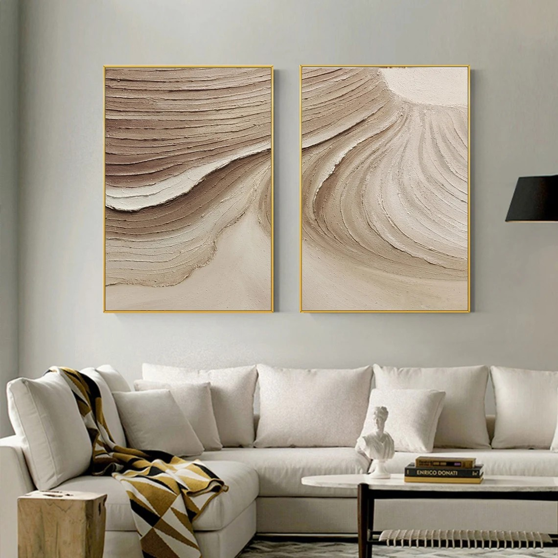 Large Textured Neutral Abstract Set of 2 #MM209