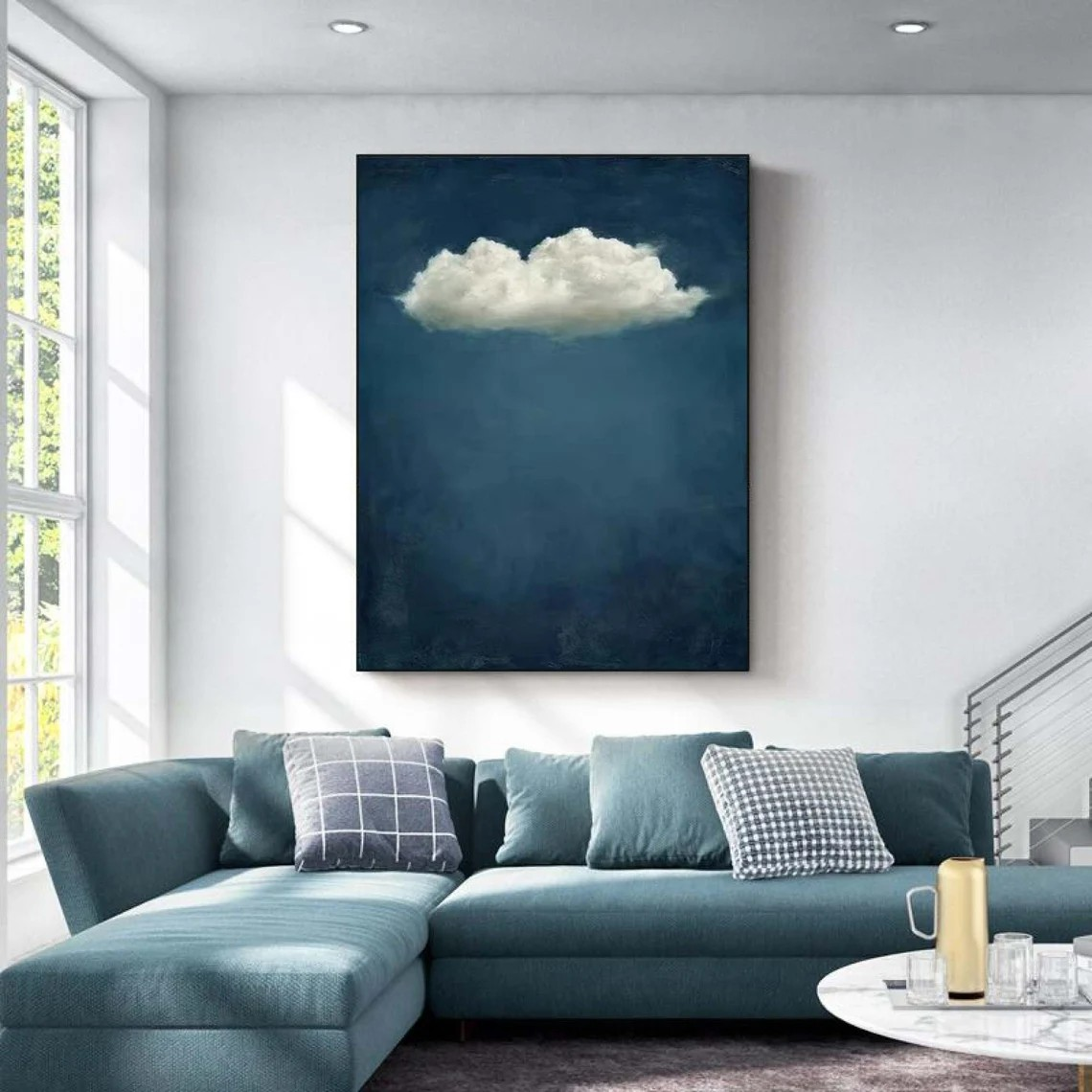 Dreamy Cloud Abstract Minimalist Blue Painting #SP015