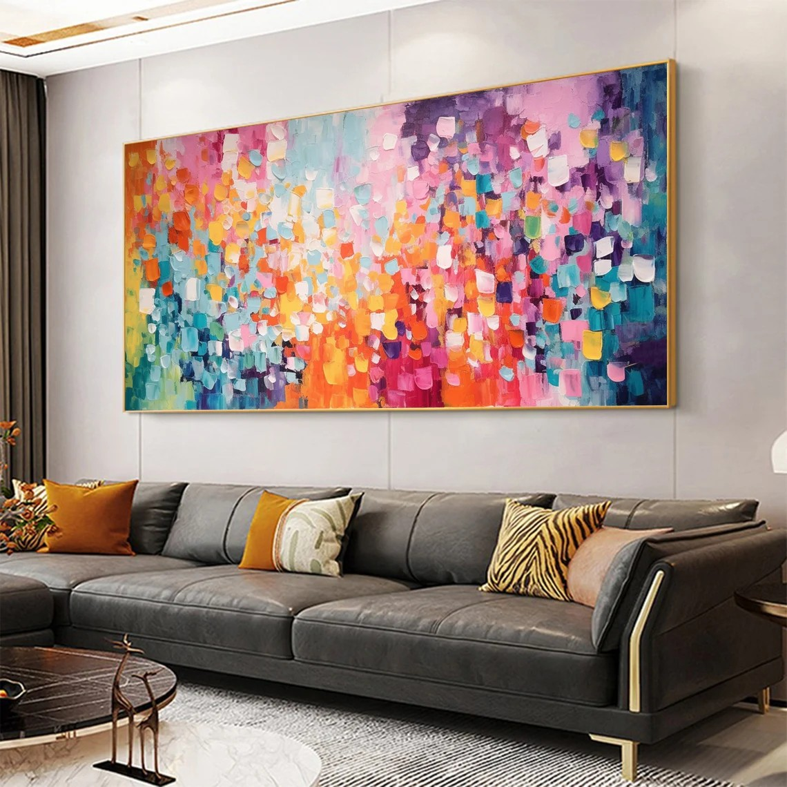 Abstract Expressionist Palette Knife Painting, Vibrant Color Blocks, Modern Canvas Art#MM387